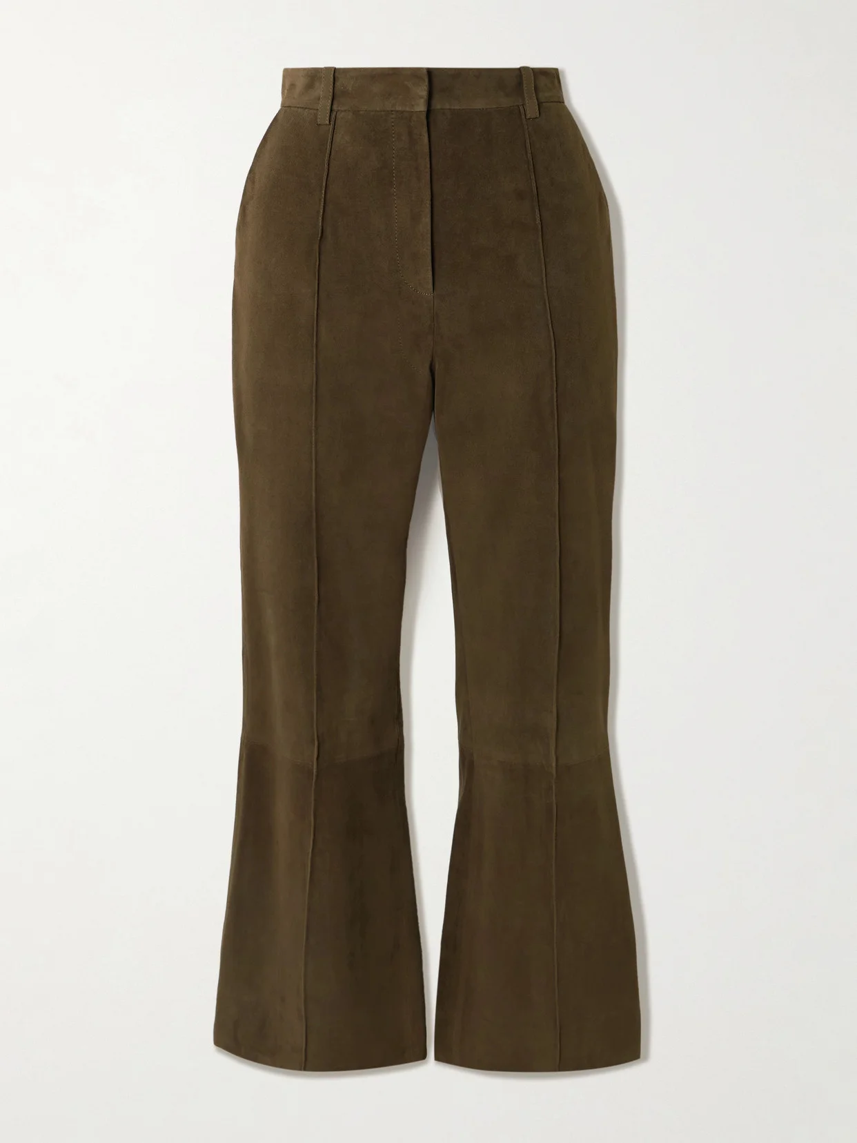 Cropped Suede Flared Pants - 1