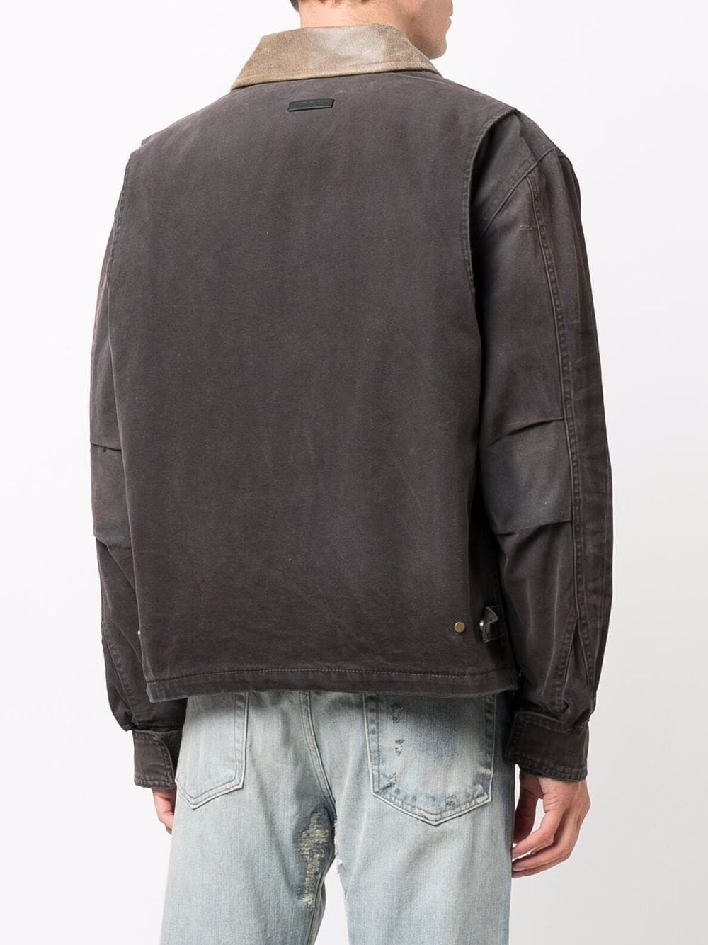 distressed-finish denim jacket - 4