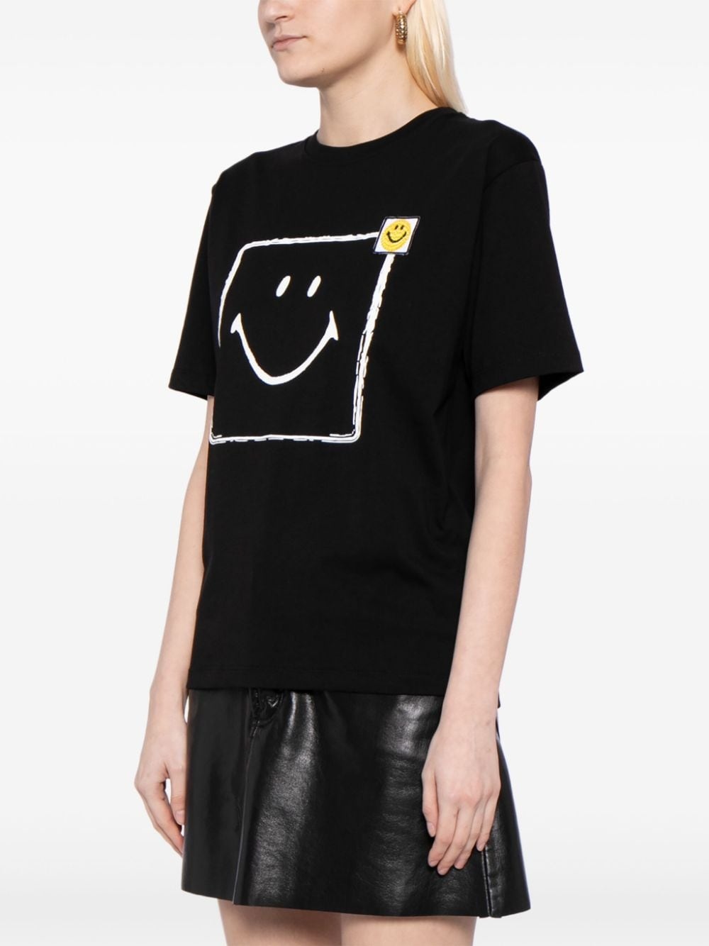 square smiley face-print T-shirt - 3
