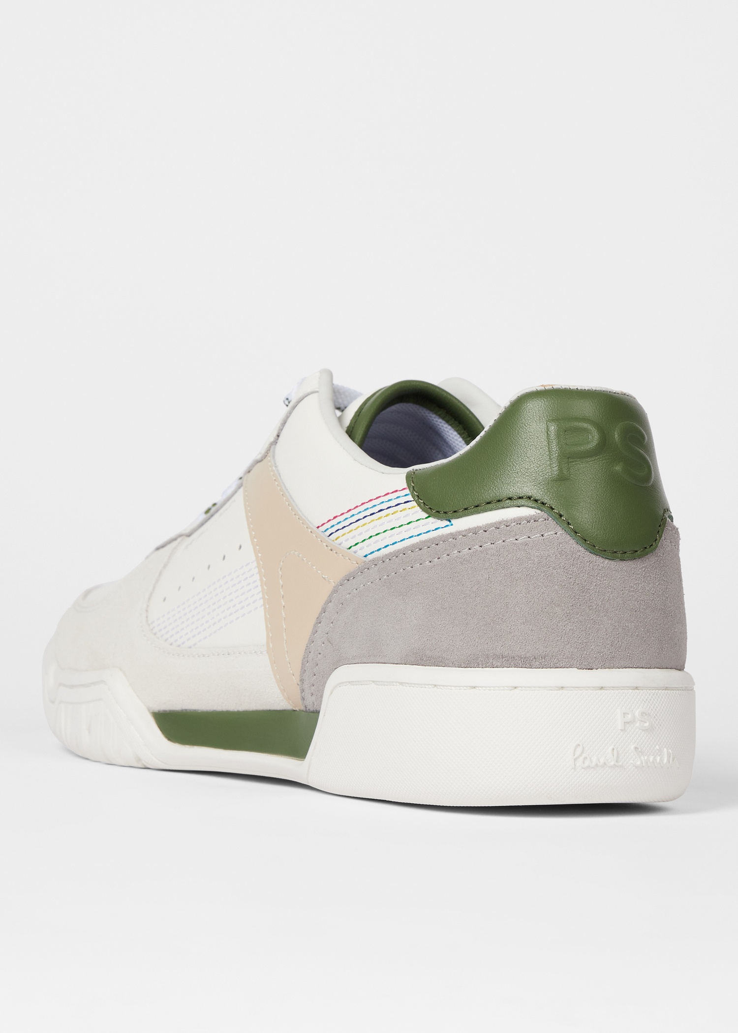 White Leather 'Colson' Green Spoiler Trainers - 4