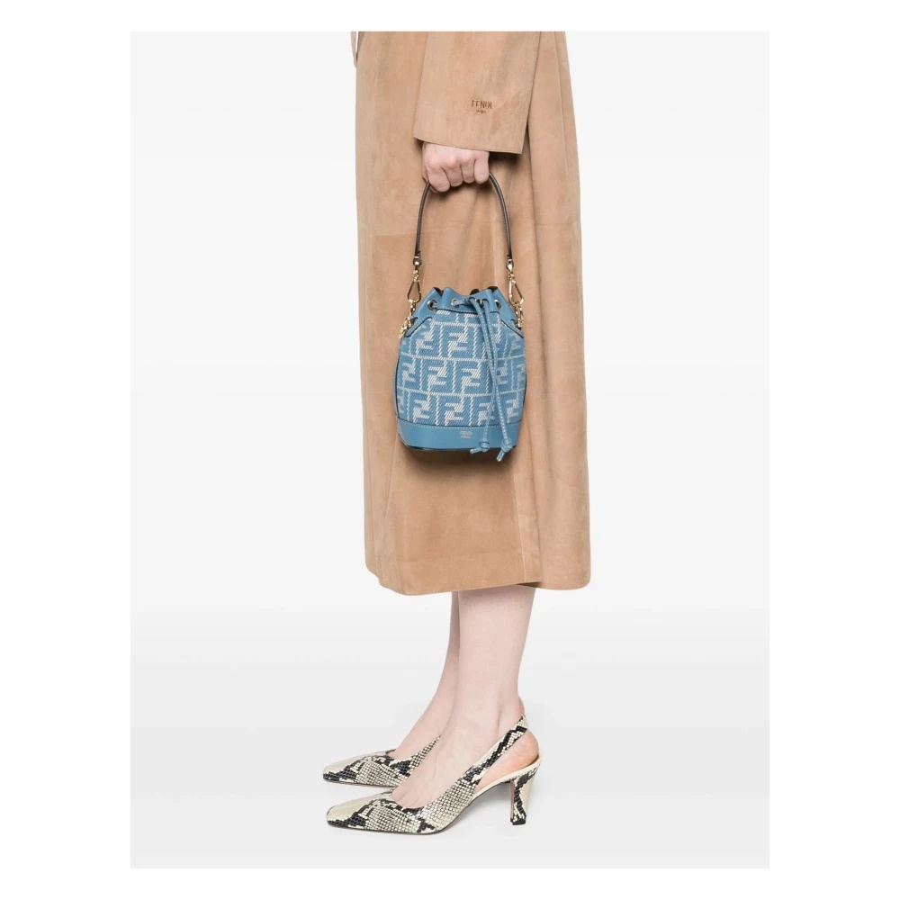 かごバッグ FENDI  mon tresor jacquard ff denim effect bucket bag Mon Tresor Fabric Blue | Fendi