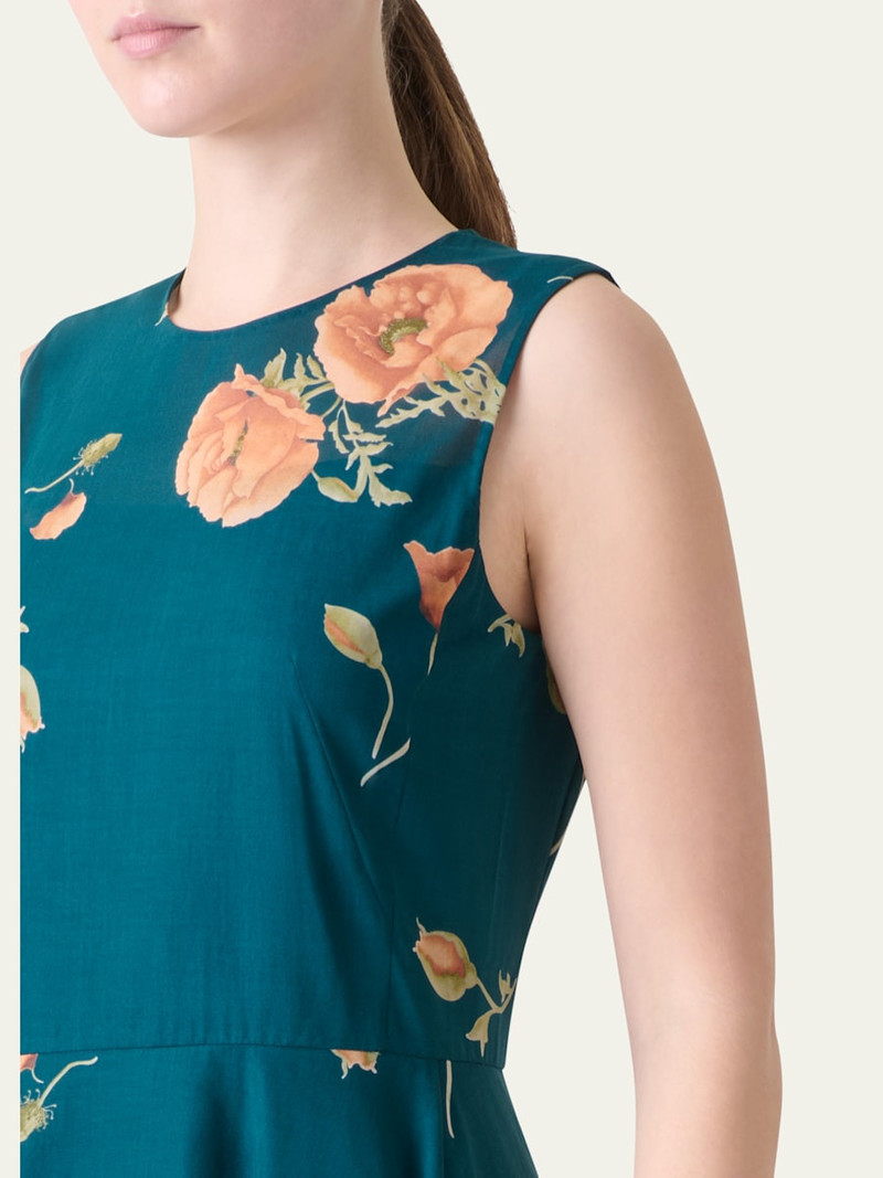 Anemone Print Belted Fit-and-Flare Voile Dress 5