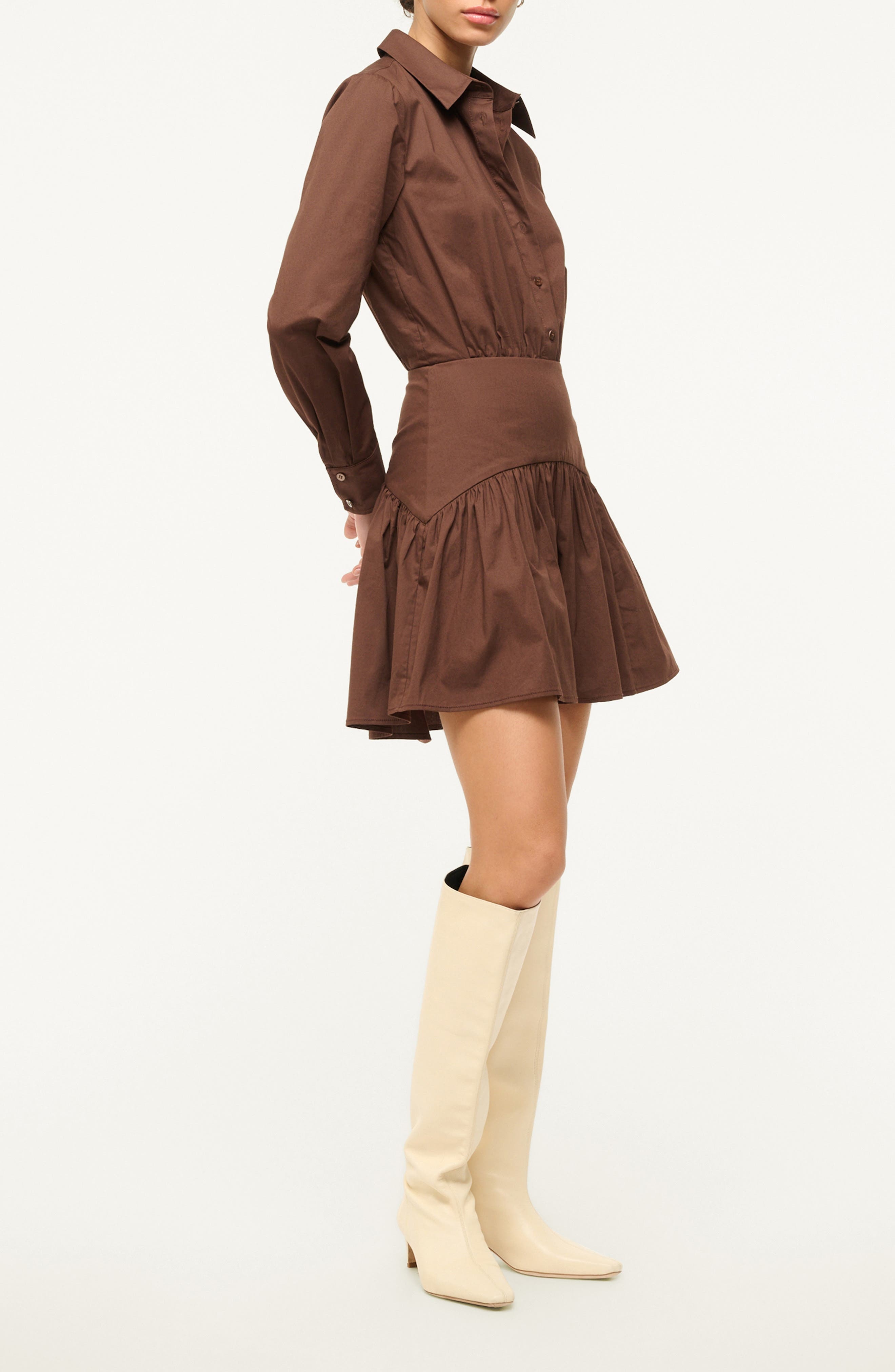 STAUD Rocco Long Sleeve Minidress in Earth at Nordstrom - 3