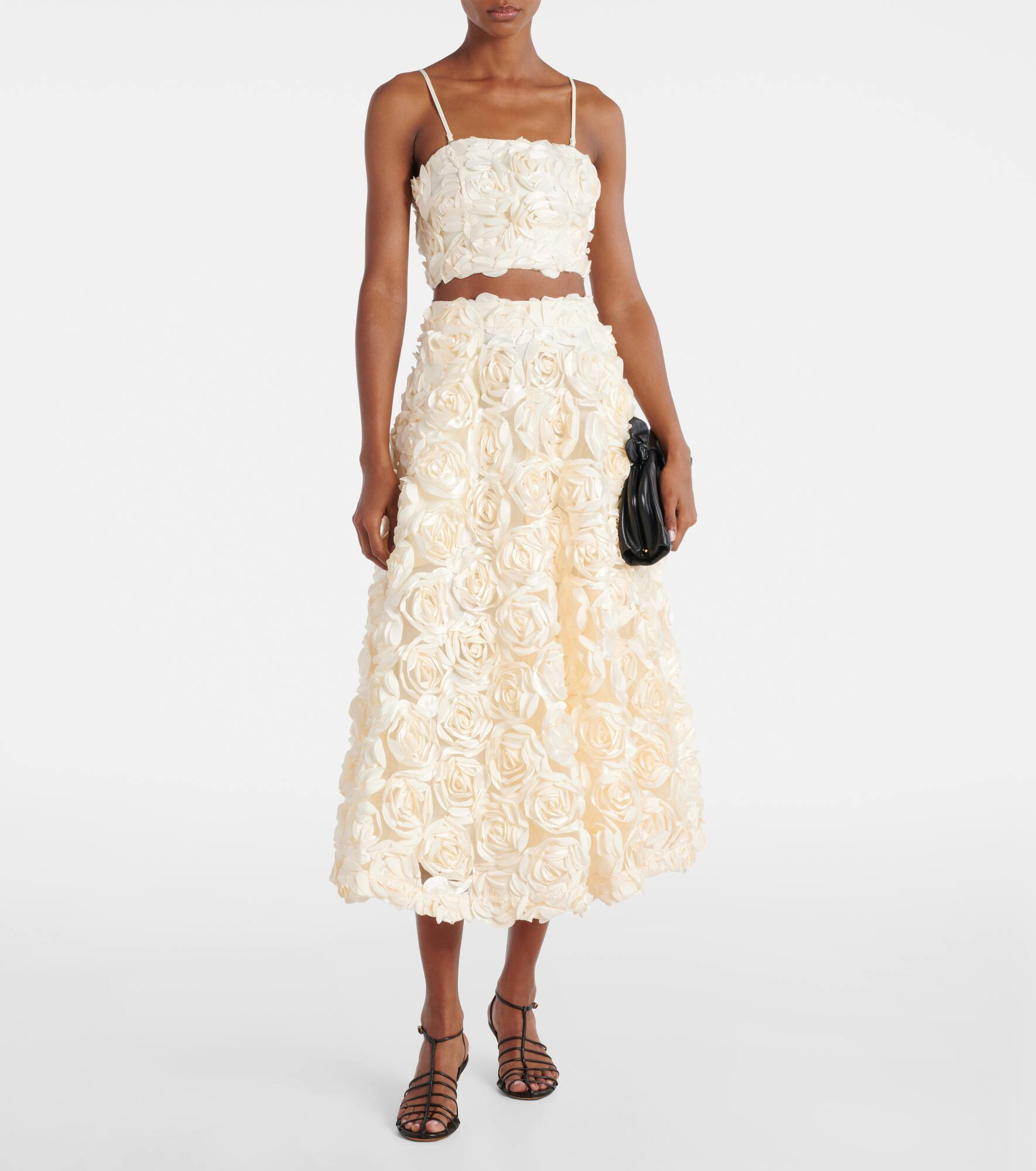 Floral-appliqué midi skirt - 2