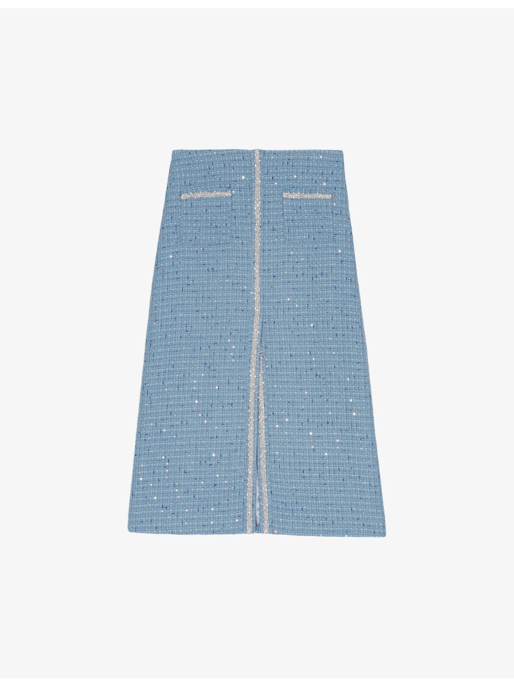 Side-pocket tweed woven midi skirt - 1