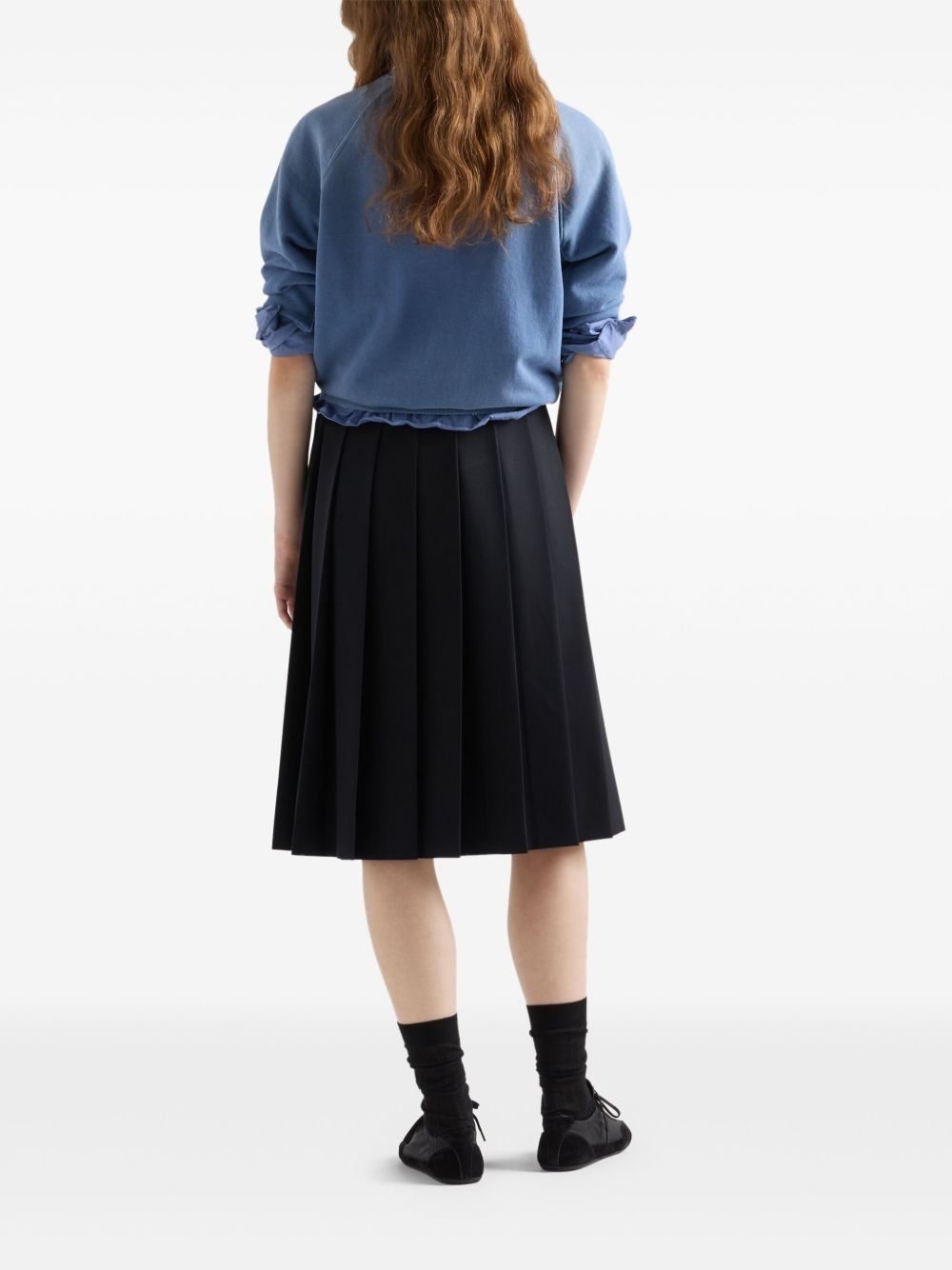pleated gabardine midi skirt - 3