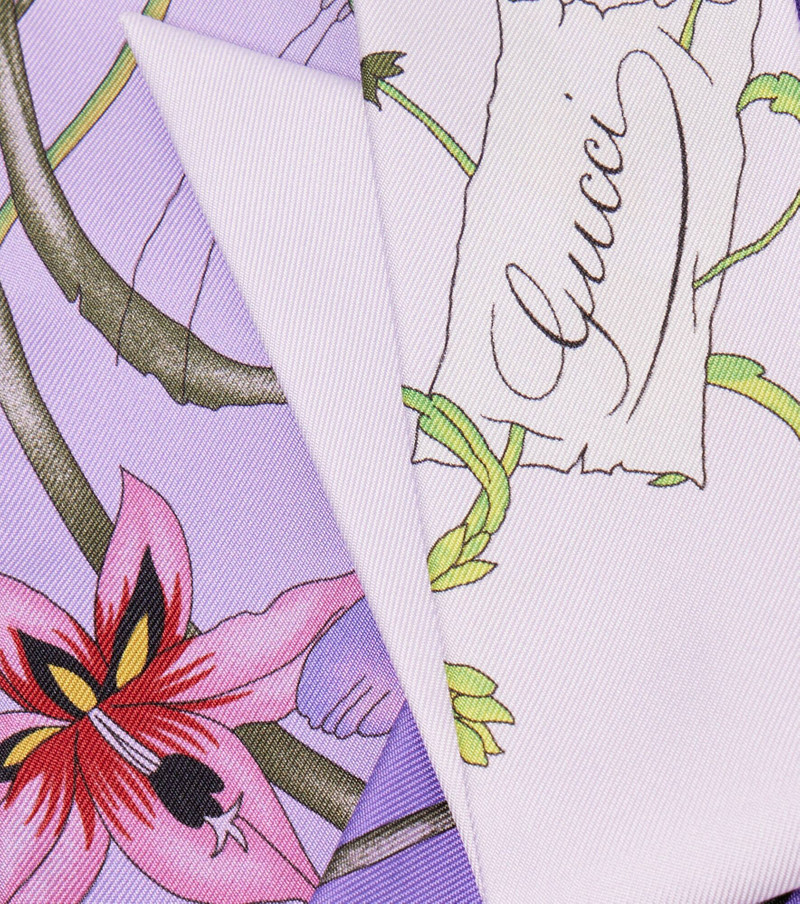 Floral silk twill scarf 3