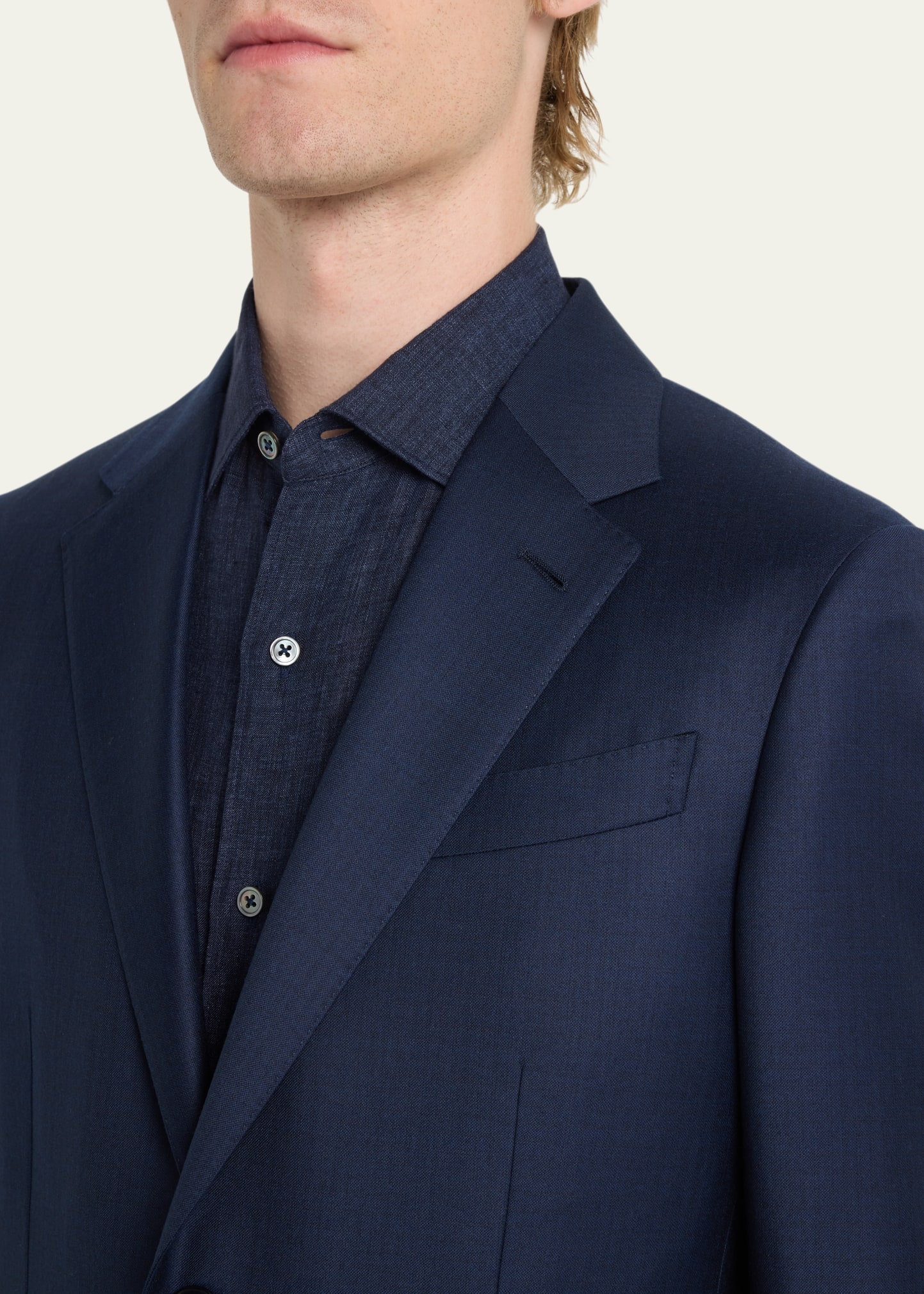 Men's Subtle Herringbone Wool Suit - 5