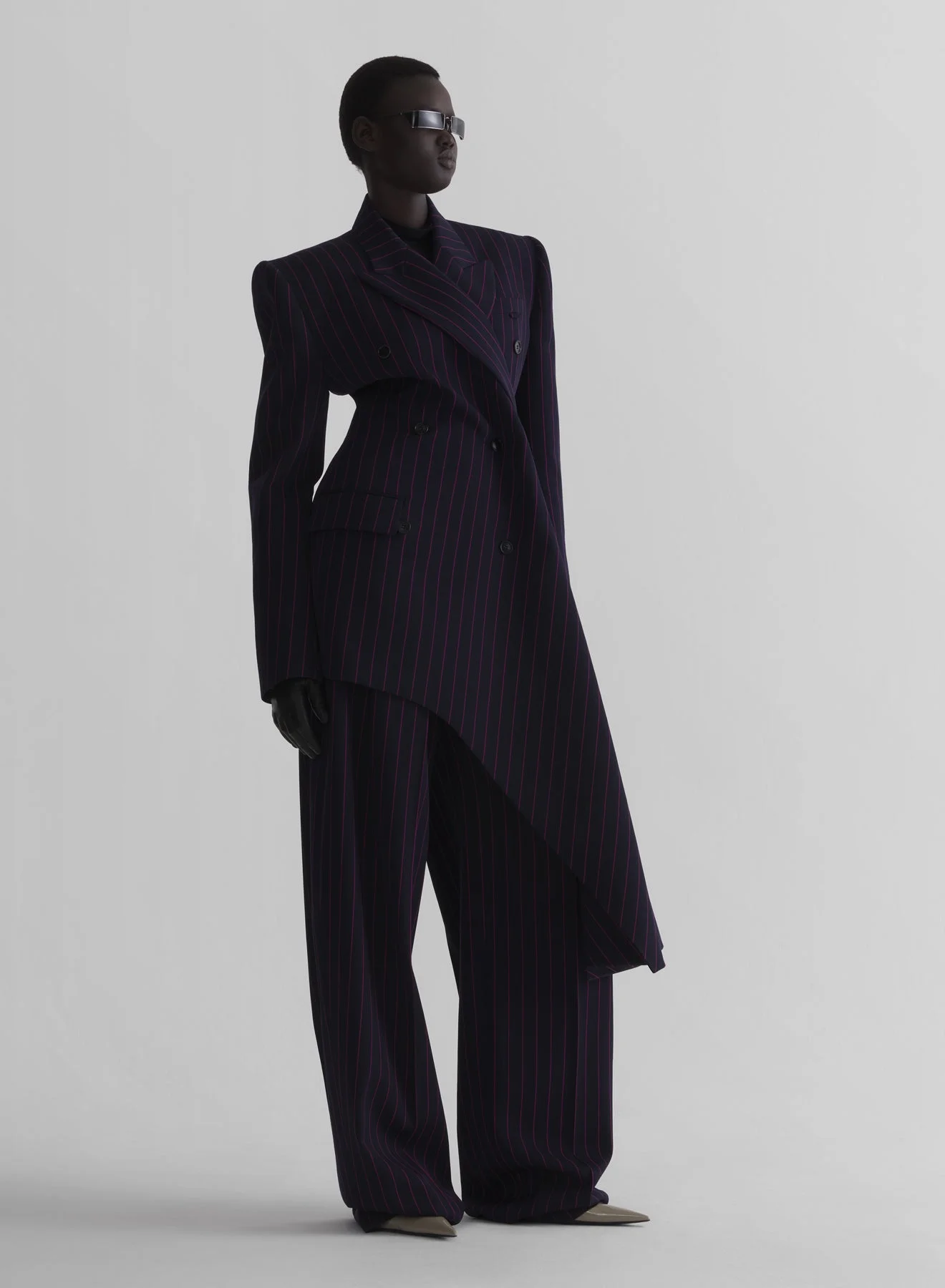 pinstripe draped jacket - 1