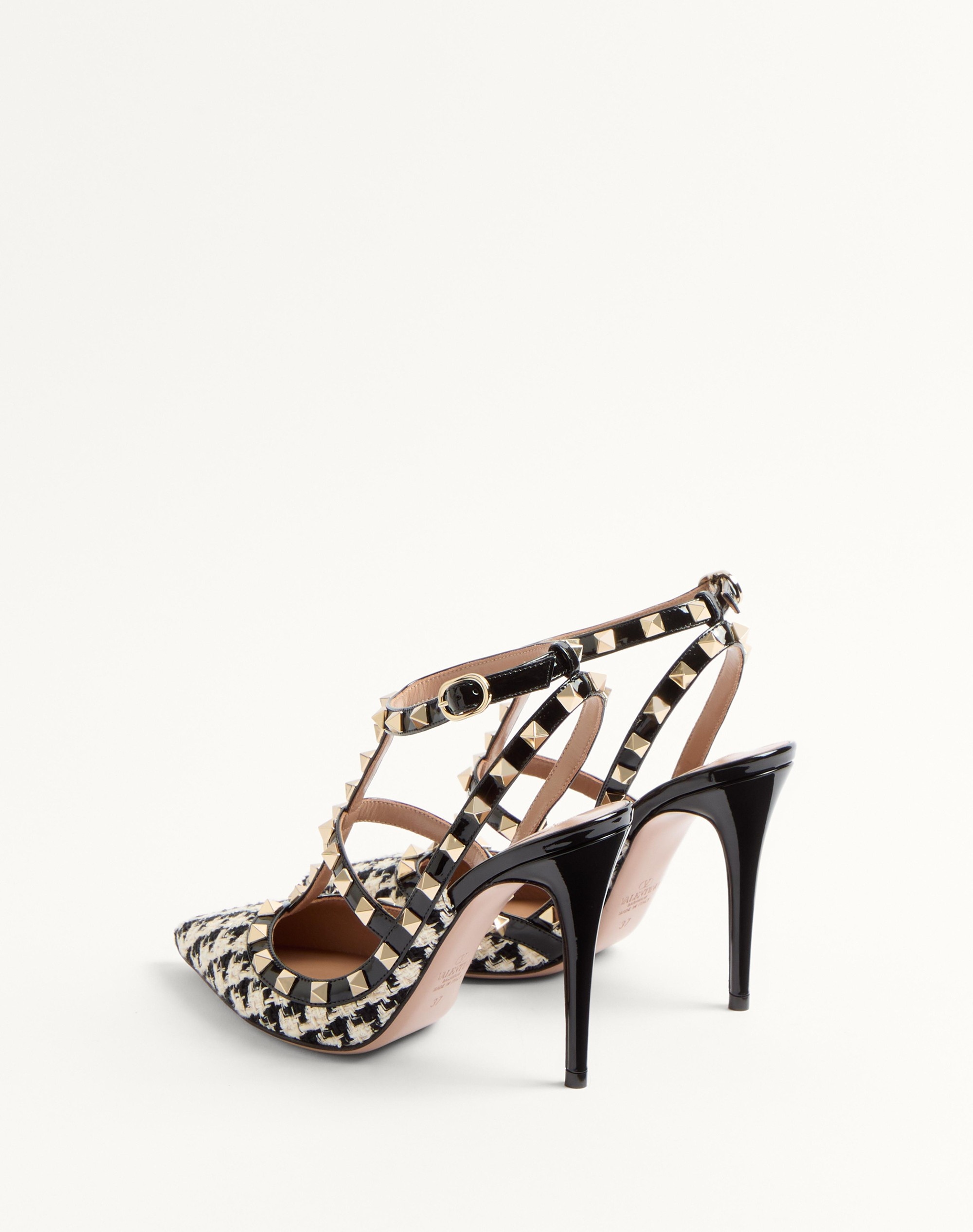ROCKSTUD PUMP IN PIED-DE-POULE FABRIC 100MM - 5