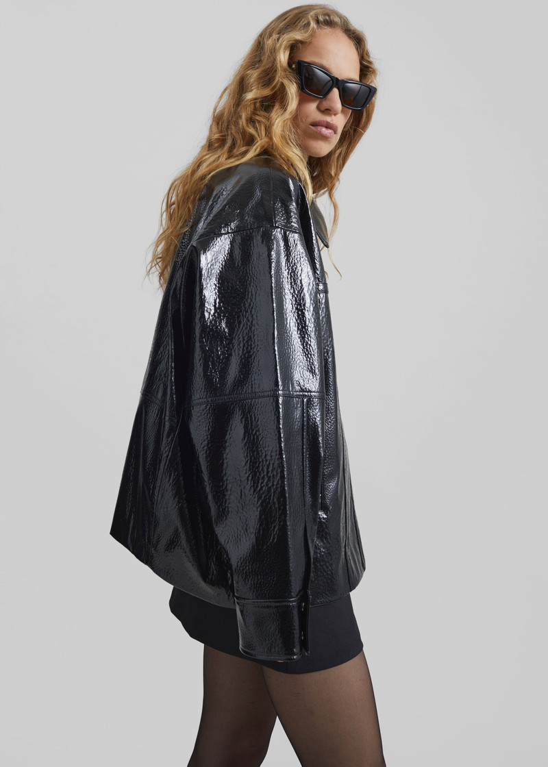 Arbor Crackled Faux Leather Jacket - Black 4