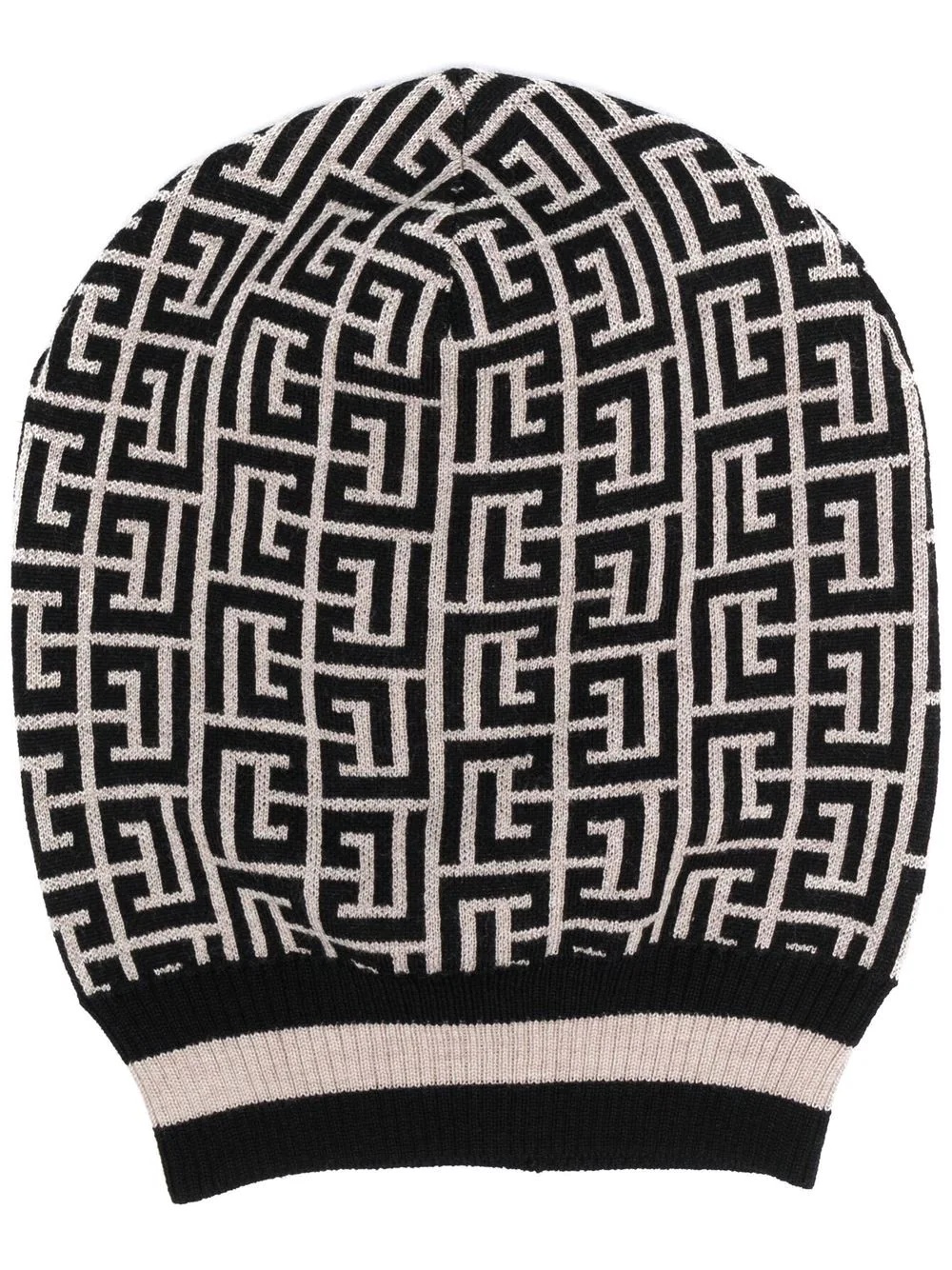 two-tone monogram intarsia-knit hat - 1