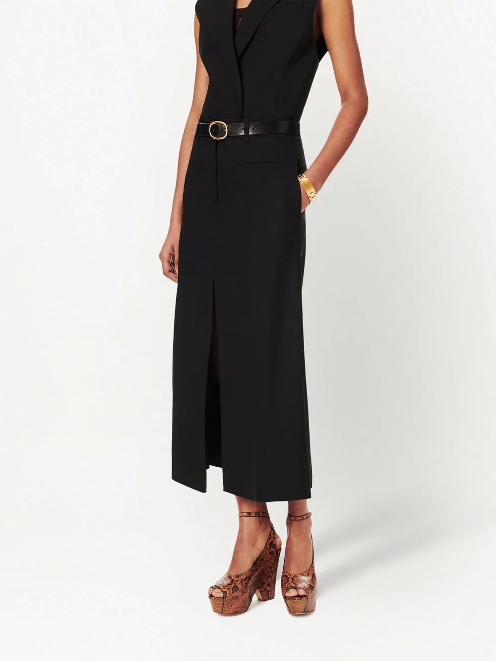 tailored wool midi skirt - 3