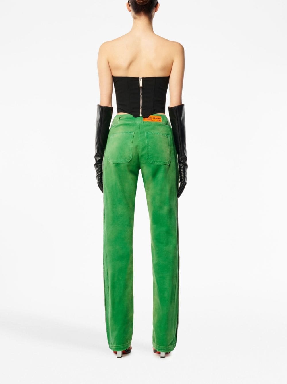 mid-rise distressed-finish trousers - 4