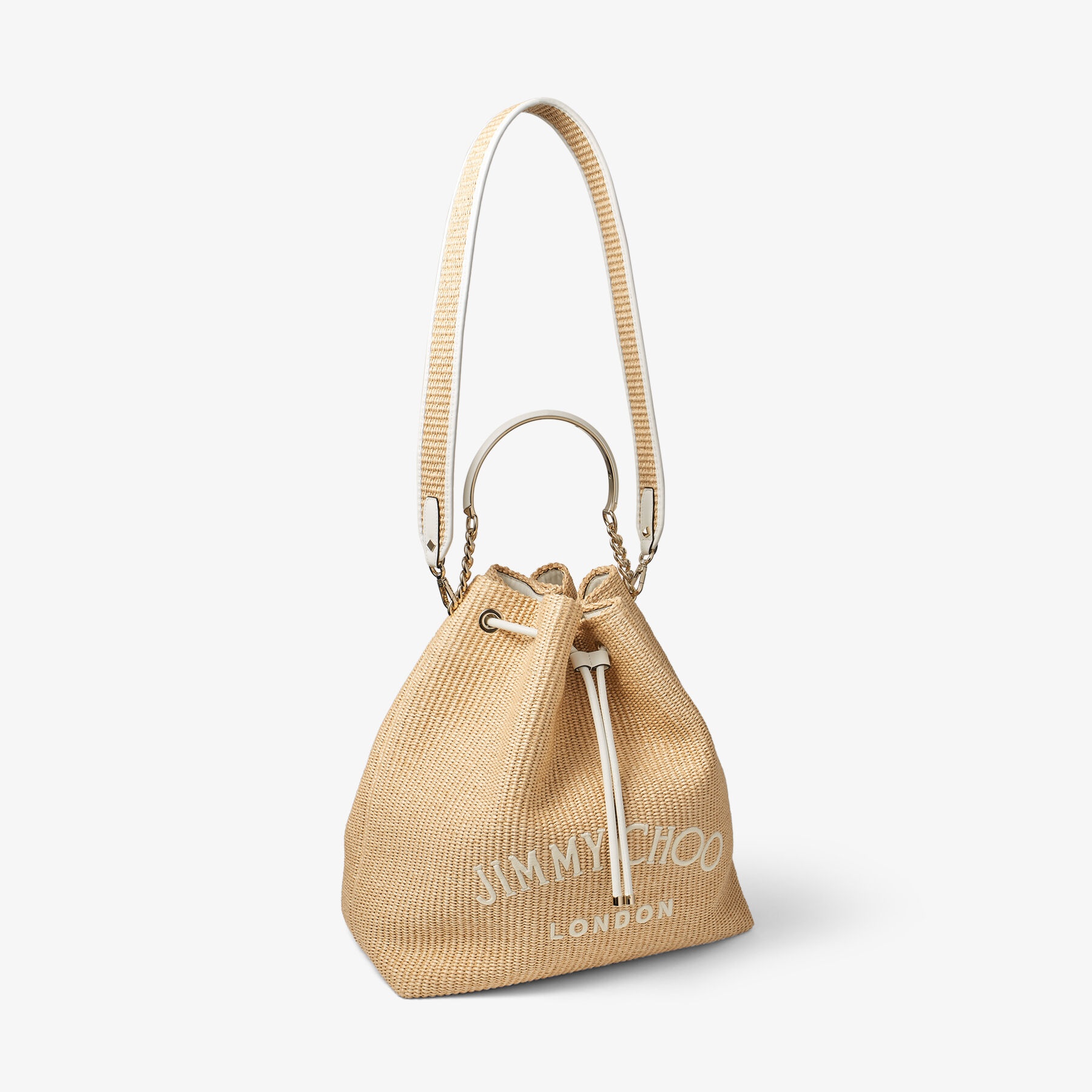 Bon Bon Bucket Maxi
Natural Raffia and Smooth Leather Bucket Bag - 7