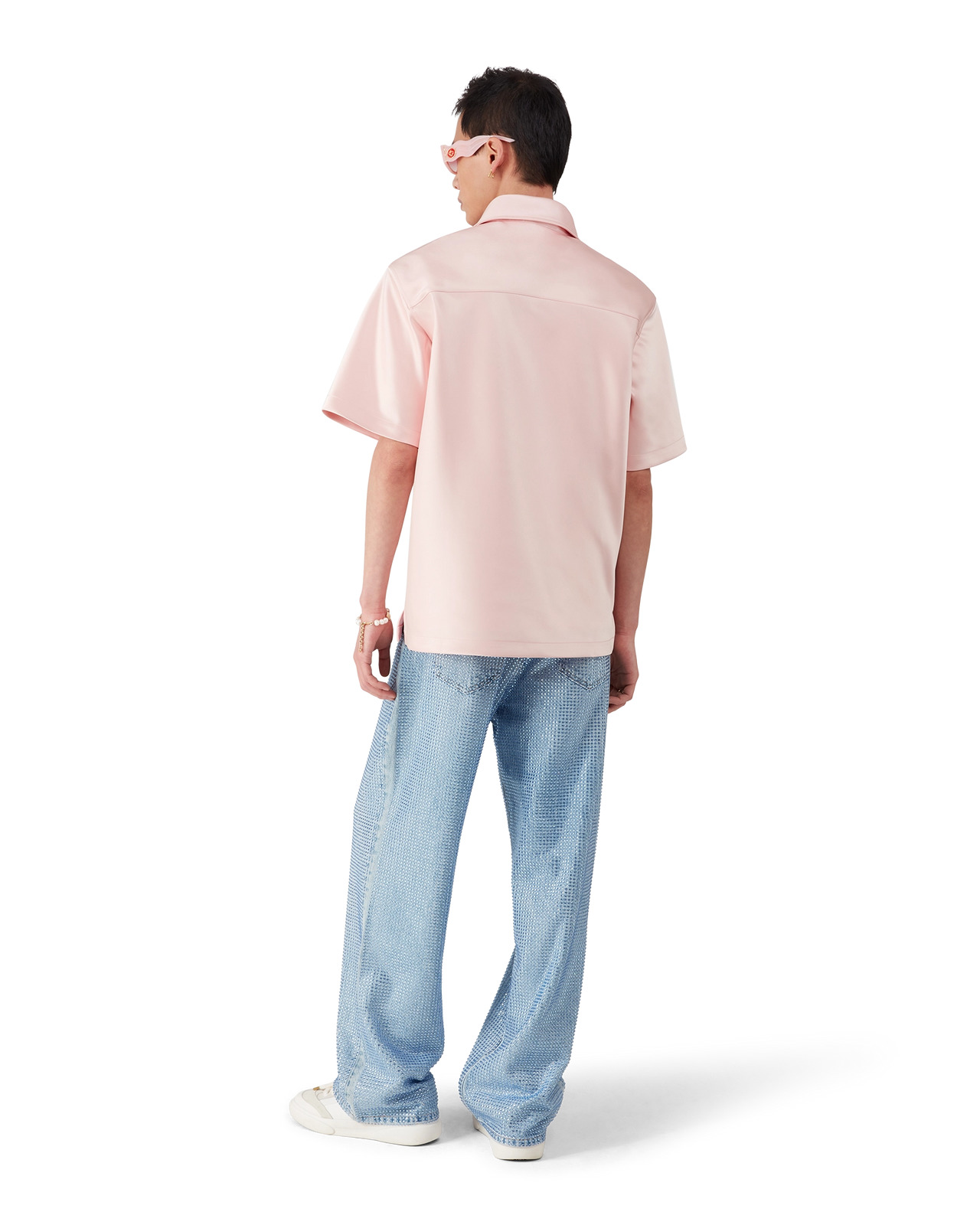 Satin Quarter Zip Short Sleeve Shirt | Casablanca Paris - 5