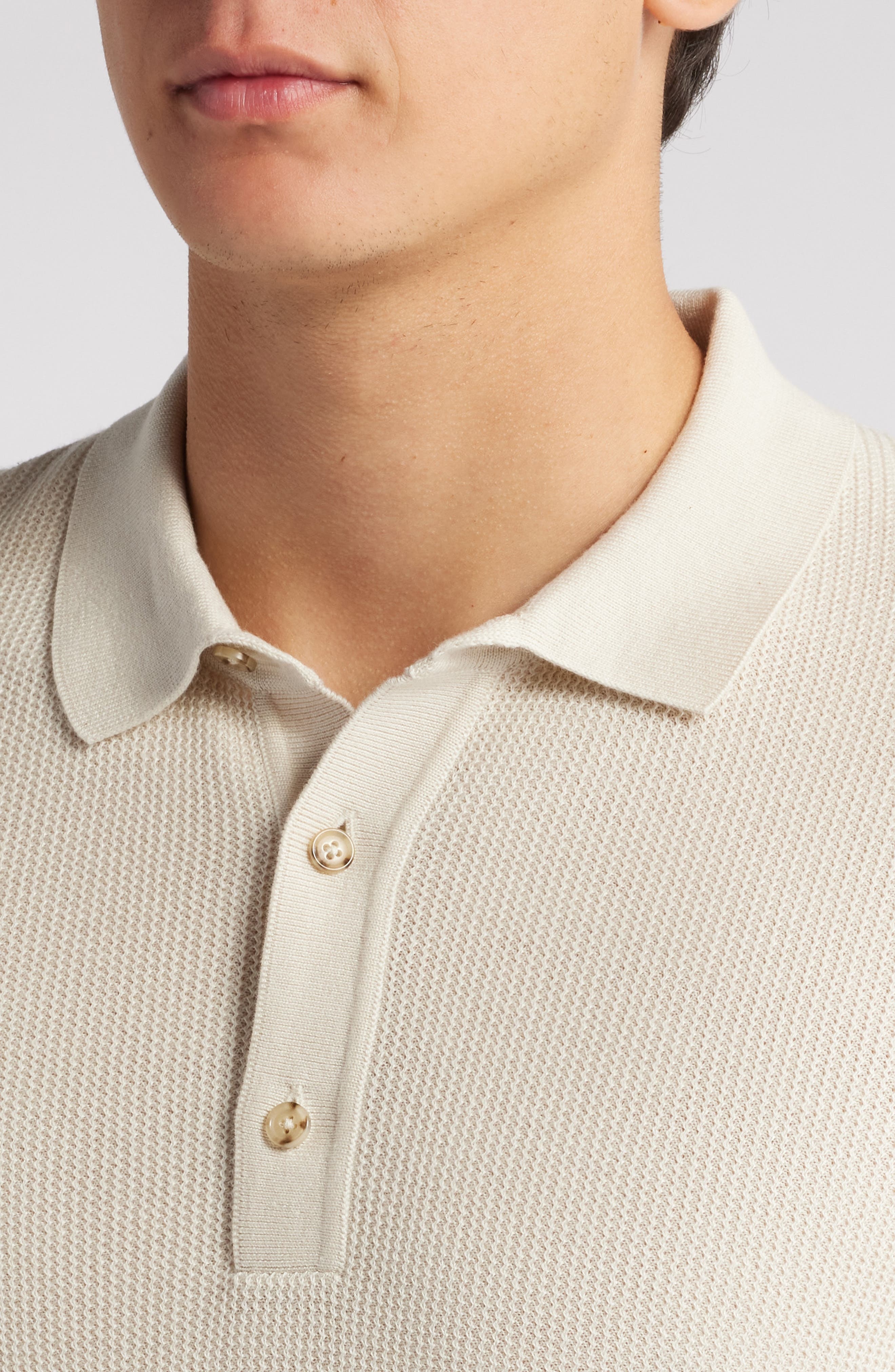 BOSS Daremo Cotton Blend Polo Sweater in Open White at Nordstrom - 4