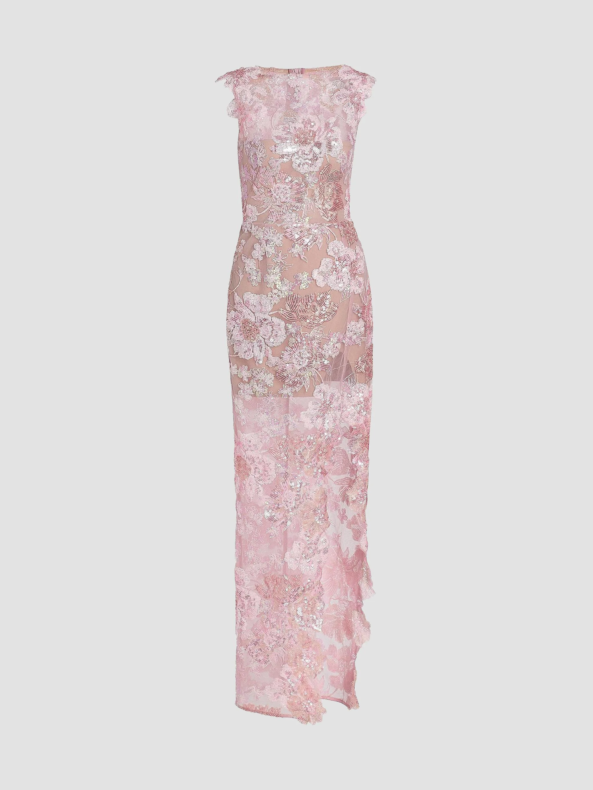 Women's Capri Ellie Sequined Gown - Blush - 1