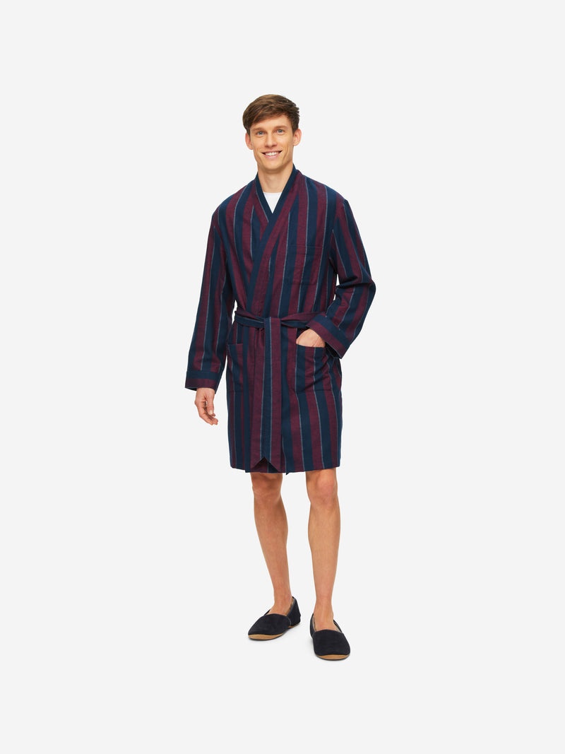 Men's Lounge Gown Kelburn 24 Brushed Cotton Navy - 3