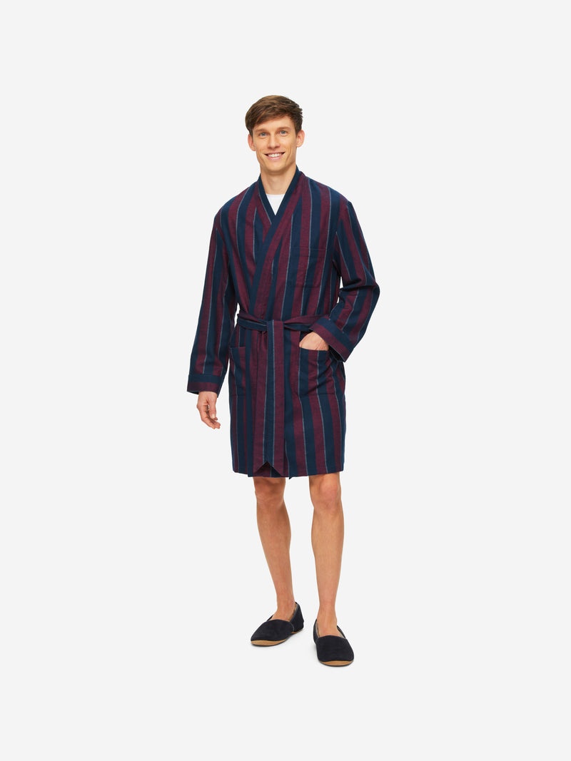 DEREK ROSE Kelburn 38 Striped Cotton-Flannel Robe for Men