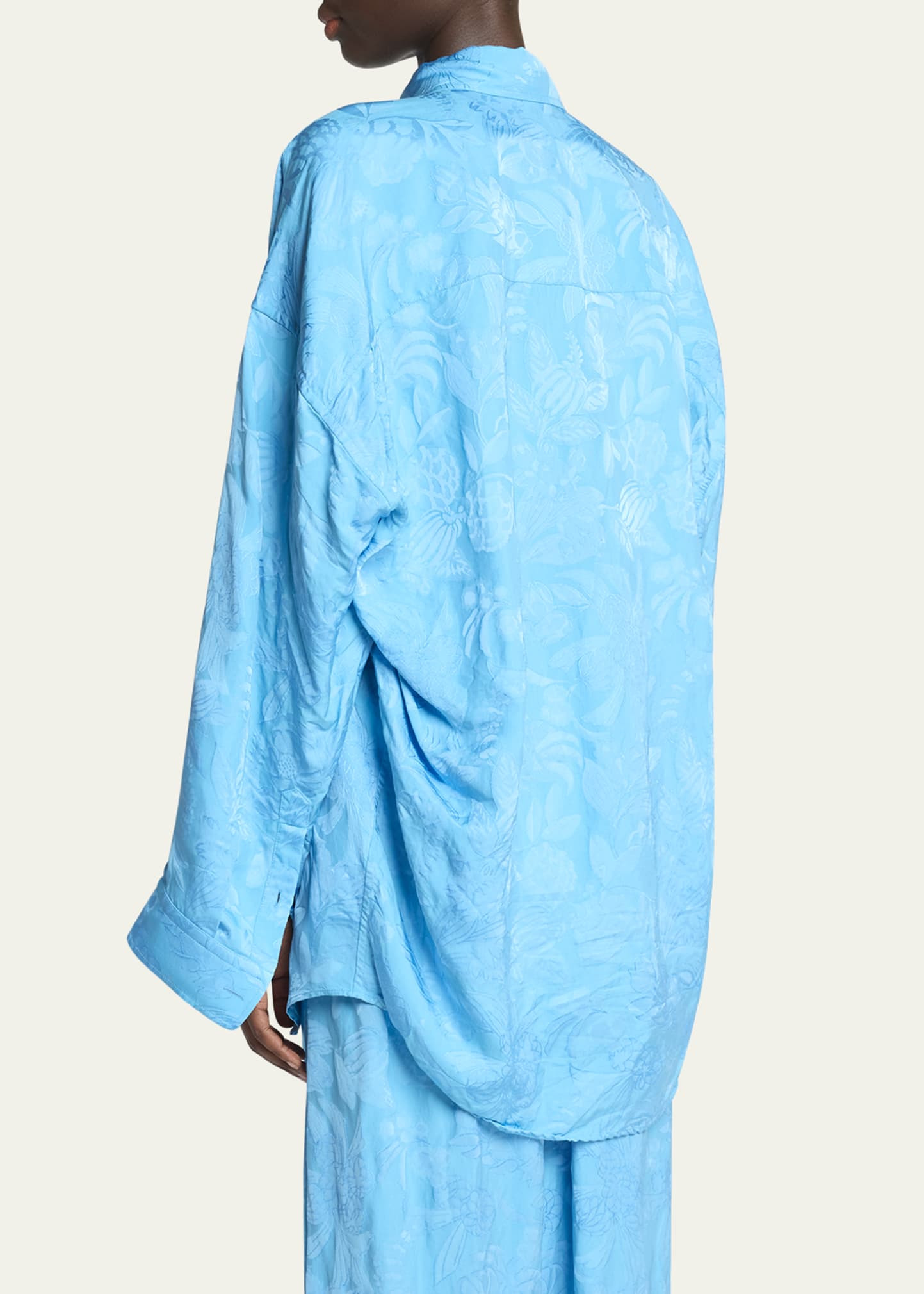 Long-Sleeve Button-Down Cocoon Shirt - 3