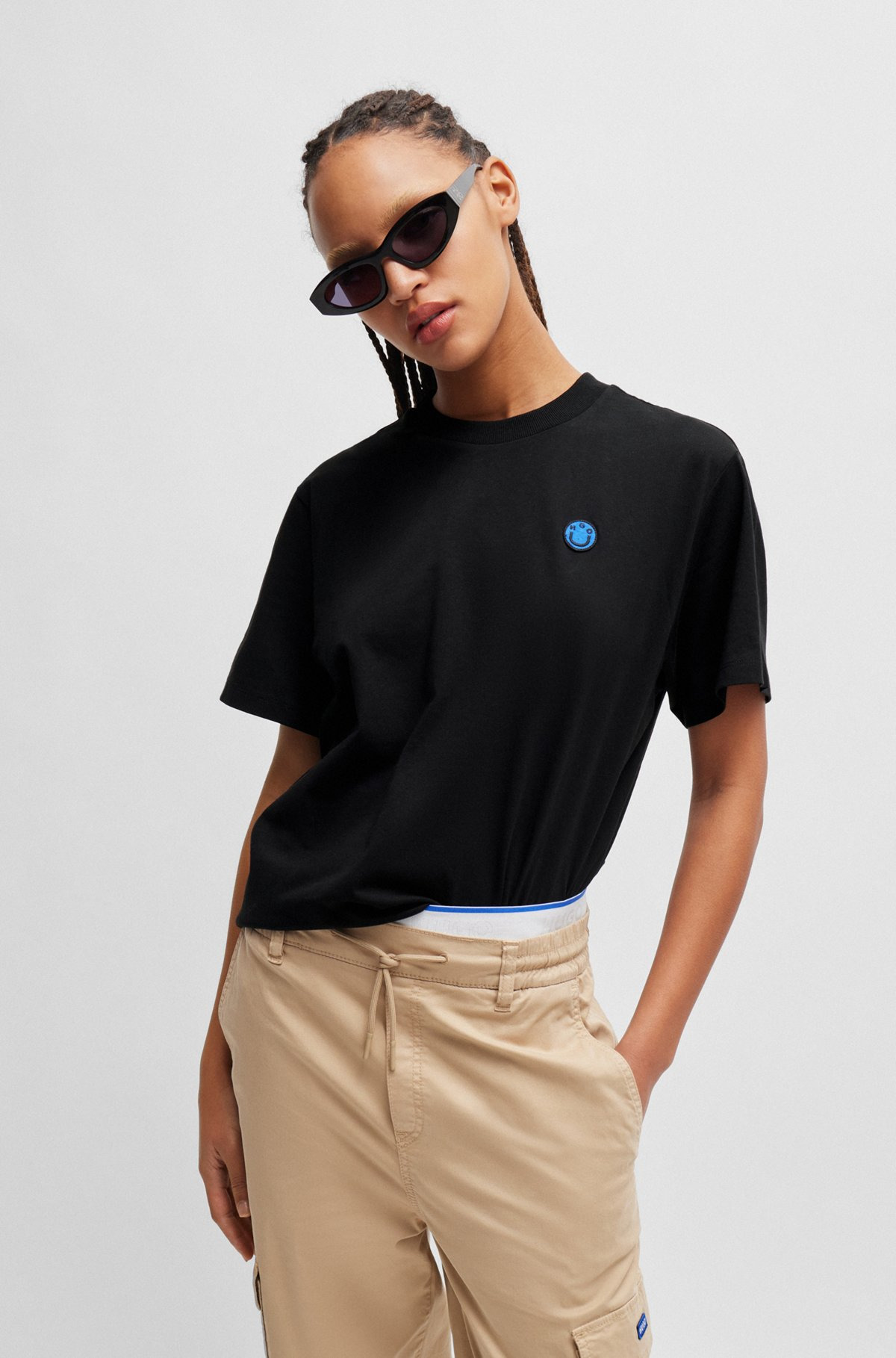 COTTON JERSEY T-SHIRT WITH CURVED LOGO - 2