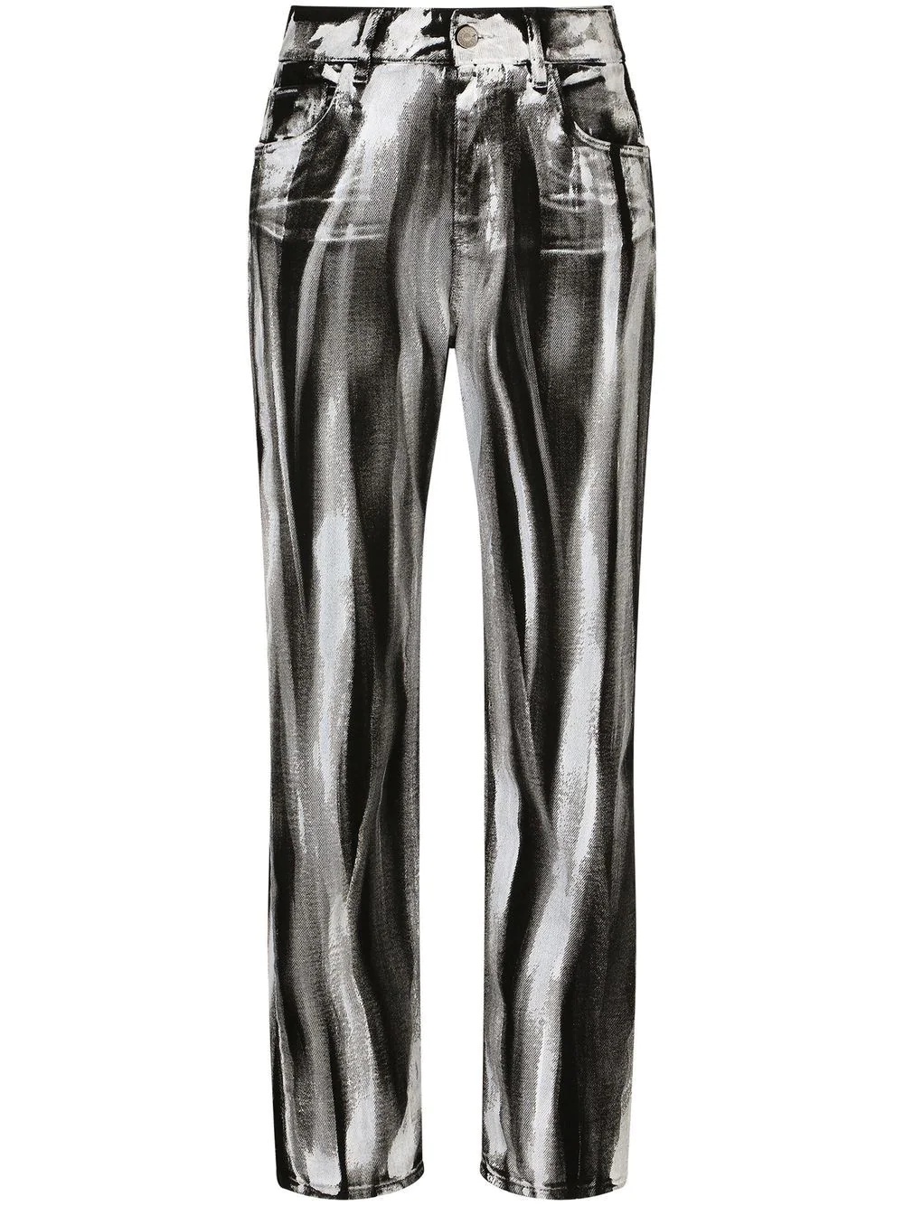 stripe-print cropped boyfriend jeans - 1