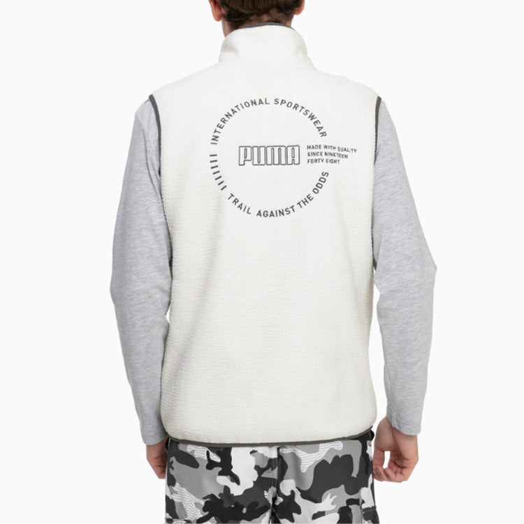 PUMA XTG Trail Fleece Full Zip Pocket Vest 'White Black Orange' 596728-64 - 4