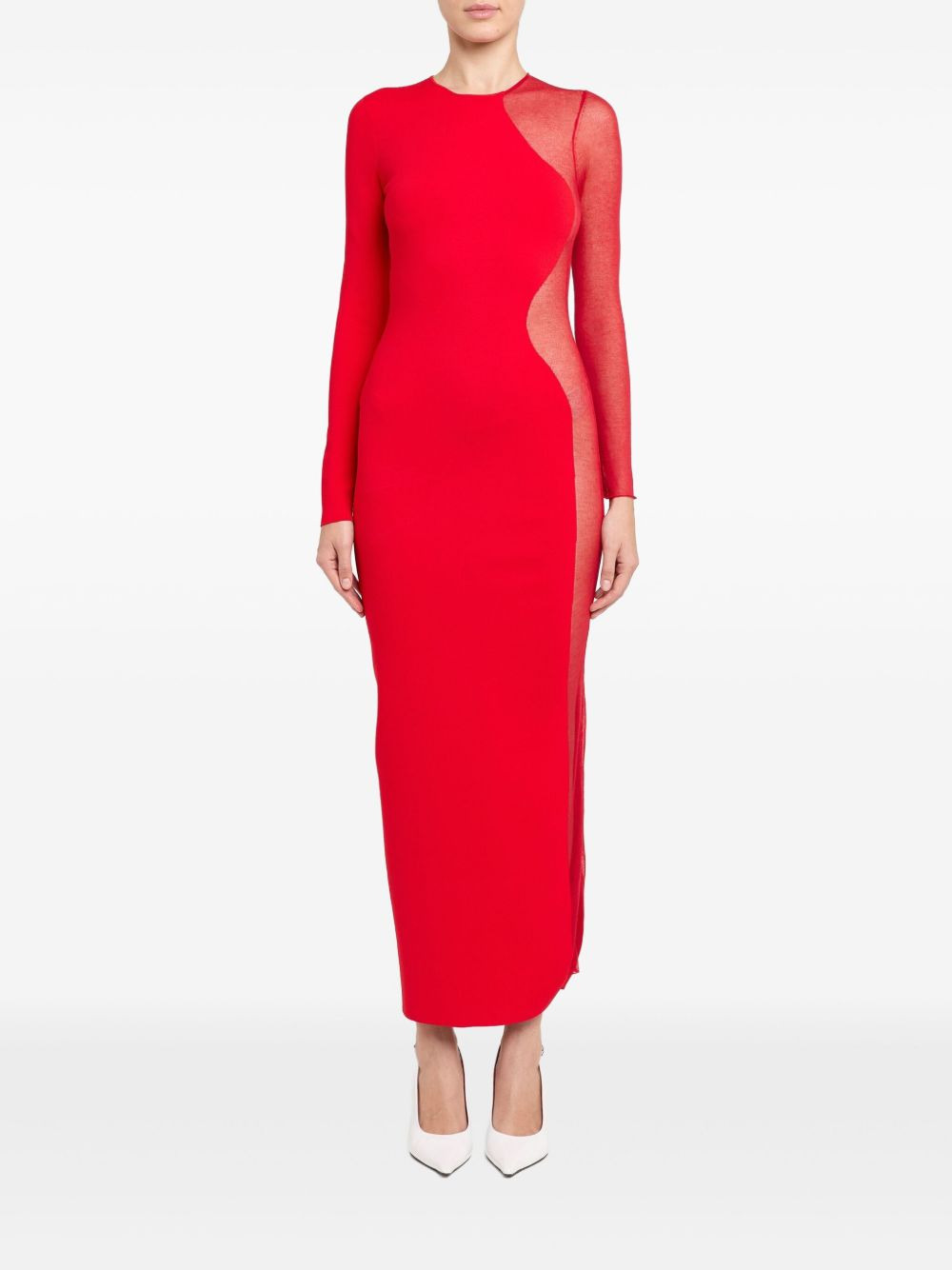 lace-panel midi dress - 2