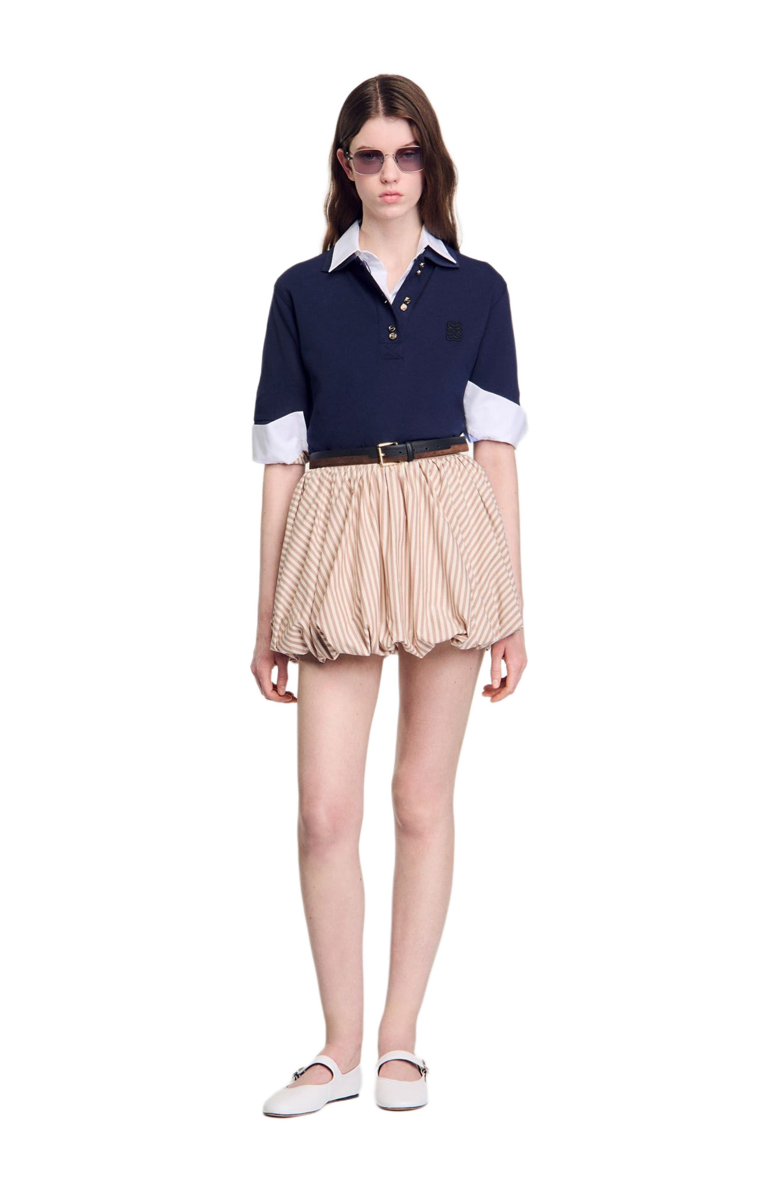 SANDRO Striped bubble skirt in Sand /Camel at Nordstrom - 6