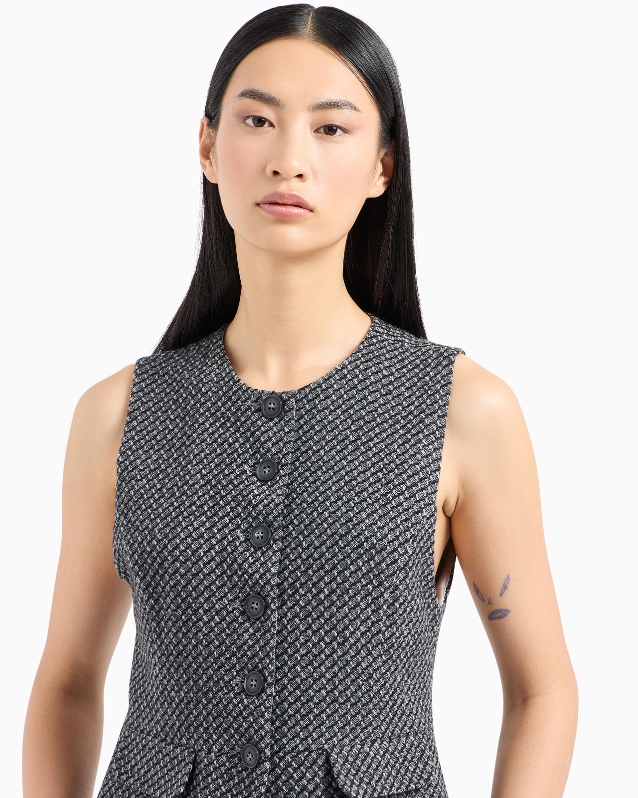 SINGLE-BREASTED WAISTCOAT IN A MÉLANGE WOOL-BLEND KNIT WITH A TEXTURED PATTERN - 5