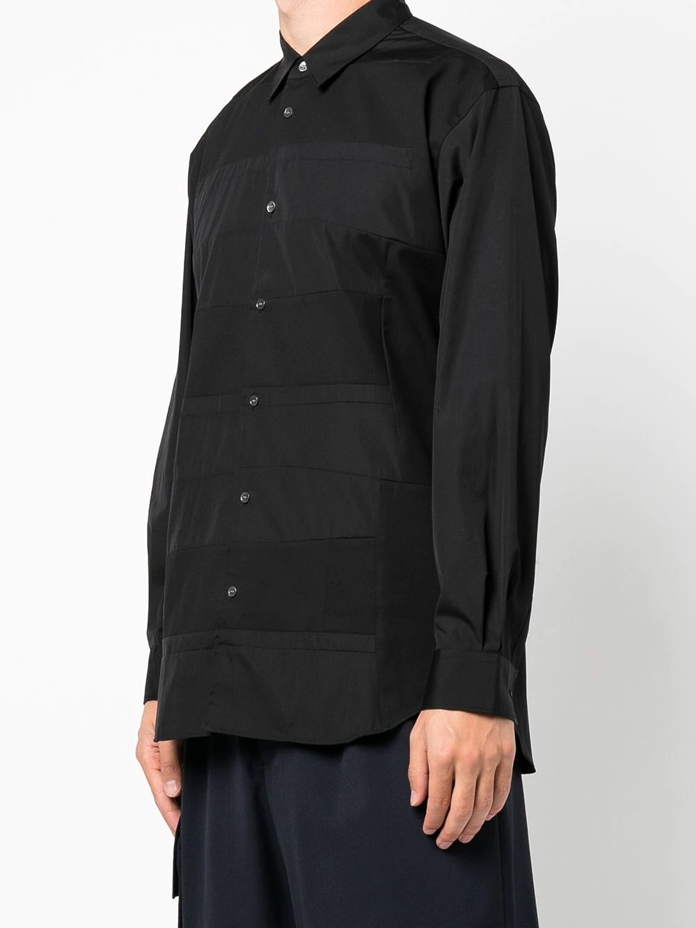 panelled button-up shirt - 3