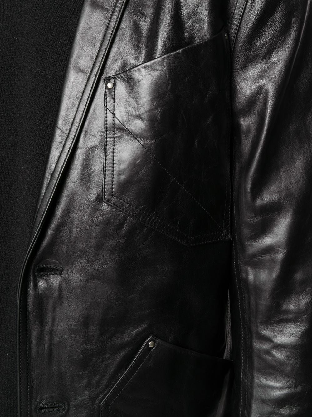 button-up leather jacket - 5