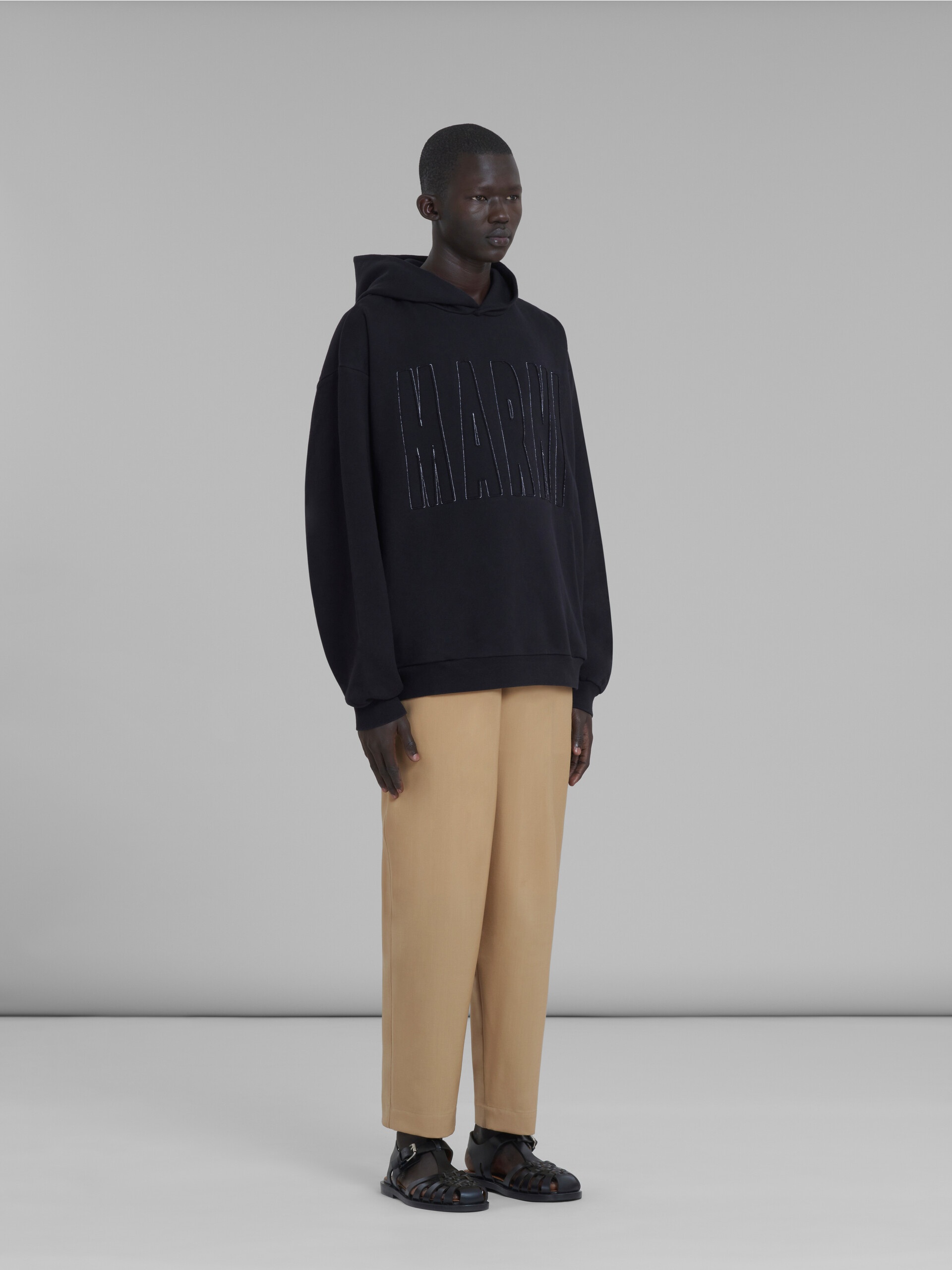 BLACK COTTON SWEATSHIRT WITH MARNI LOGO - 5