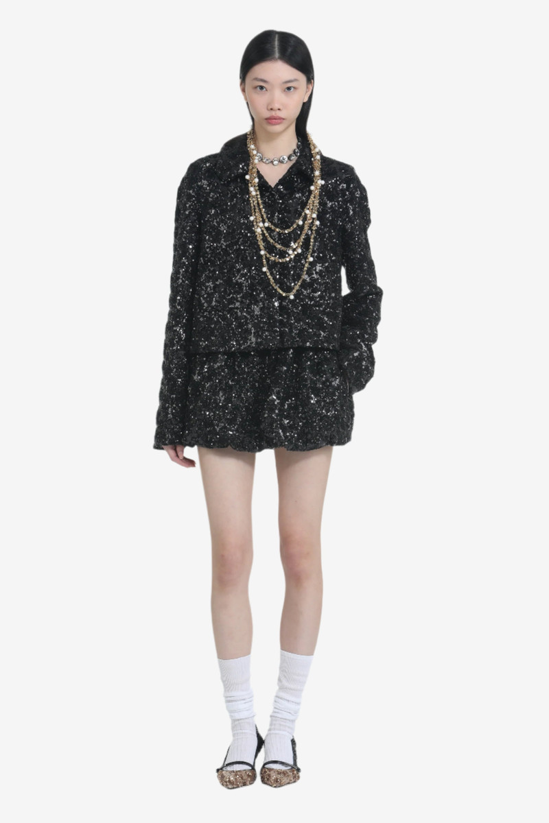 SHORT JACKET WITH SEQUINED FABRIC AND POCKETS 1