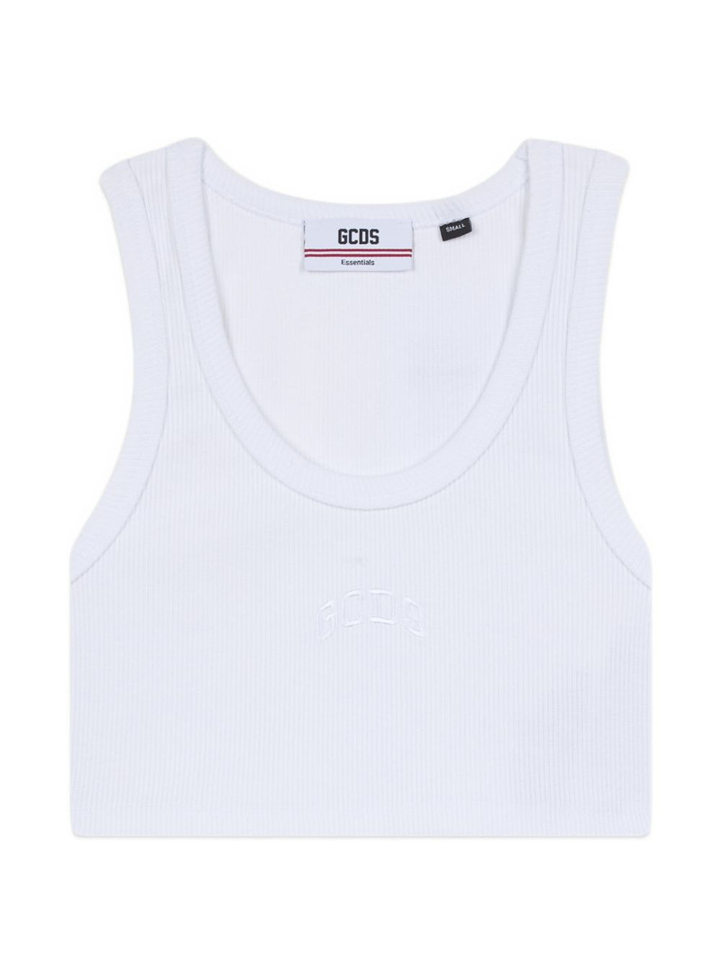 logo-embroidered crop top 1