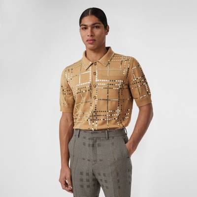 Burberry Mirrored Check Wool Jersey Polo Shirt outlook