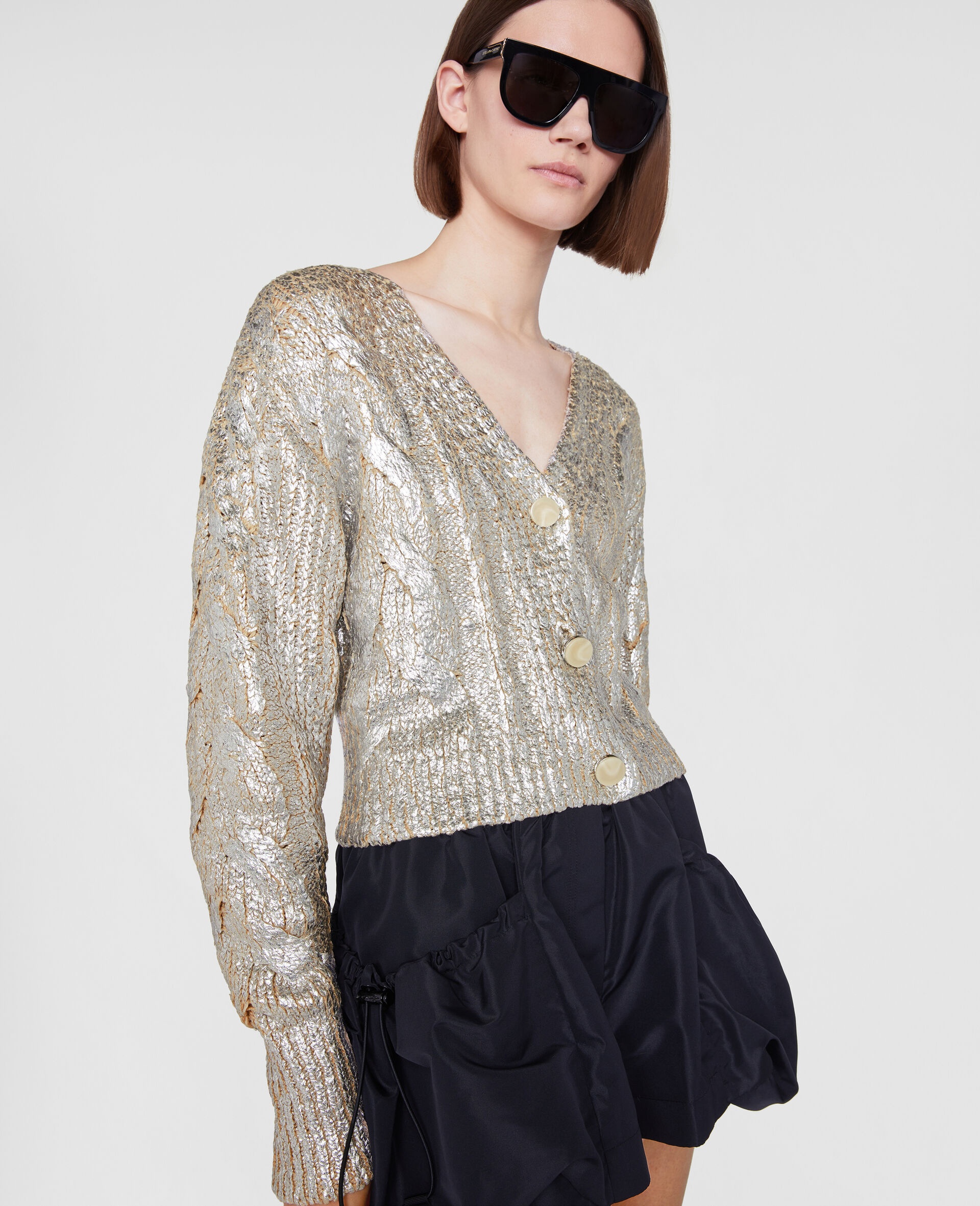 Foiled Cropped Cardigan - 4