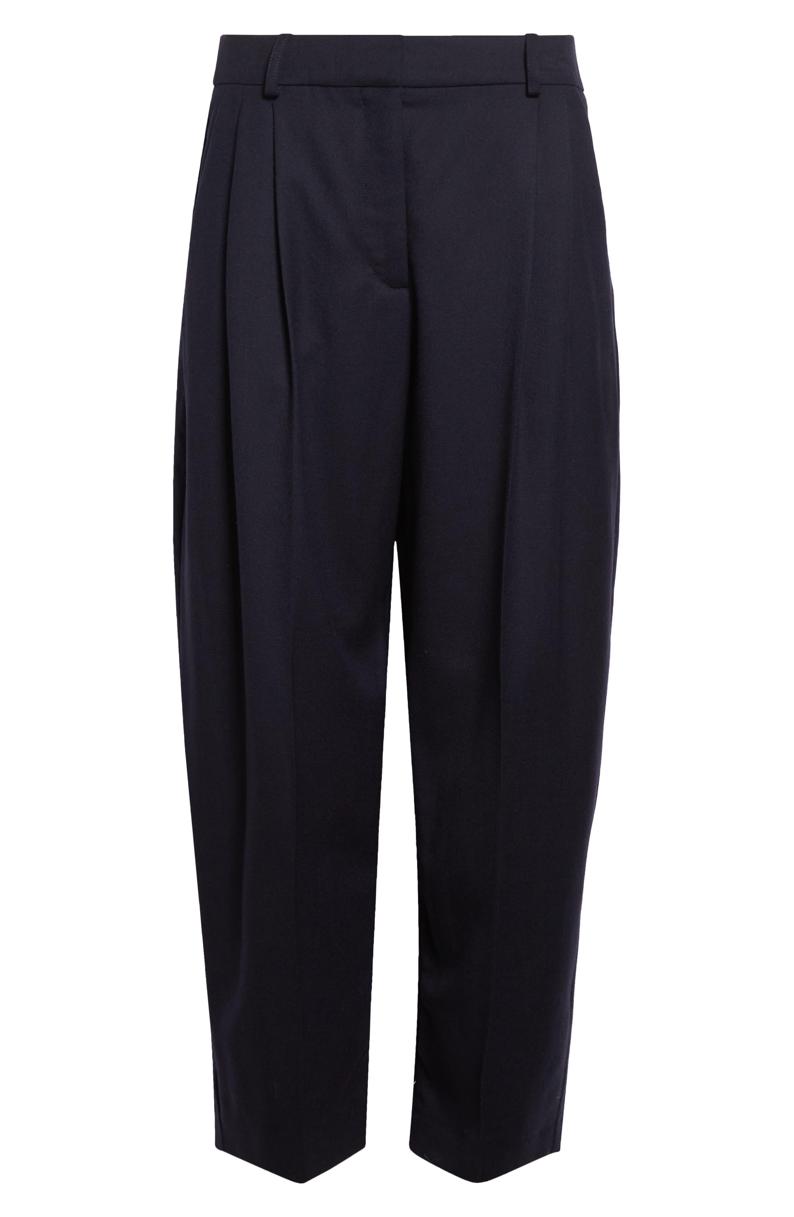 Stella McCartney Pleated Wide Leg Wool Crop Trousers in 4000 - 6
