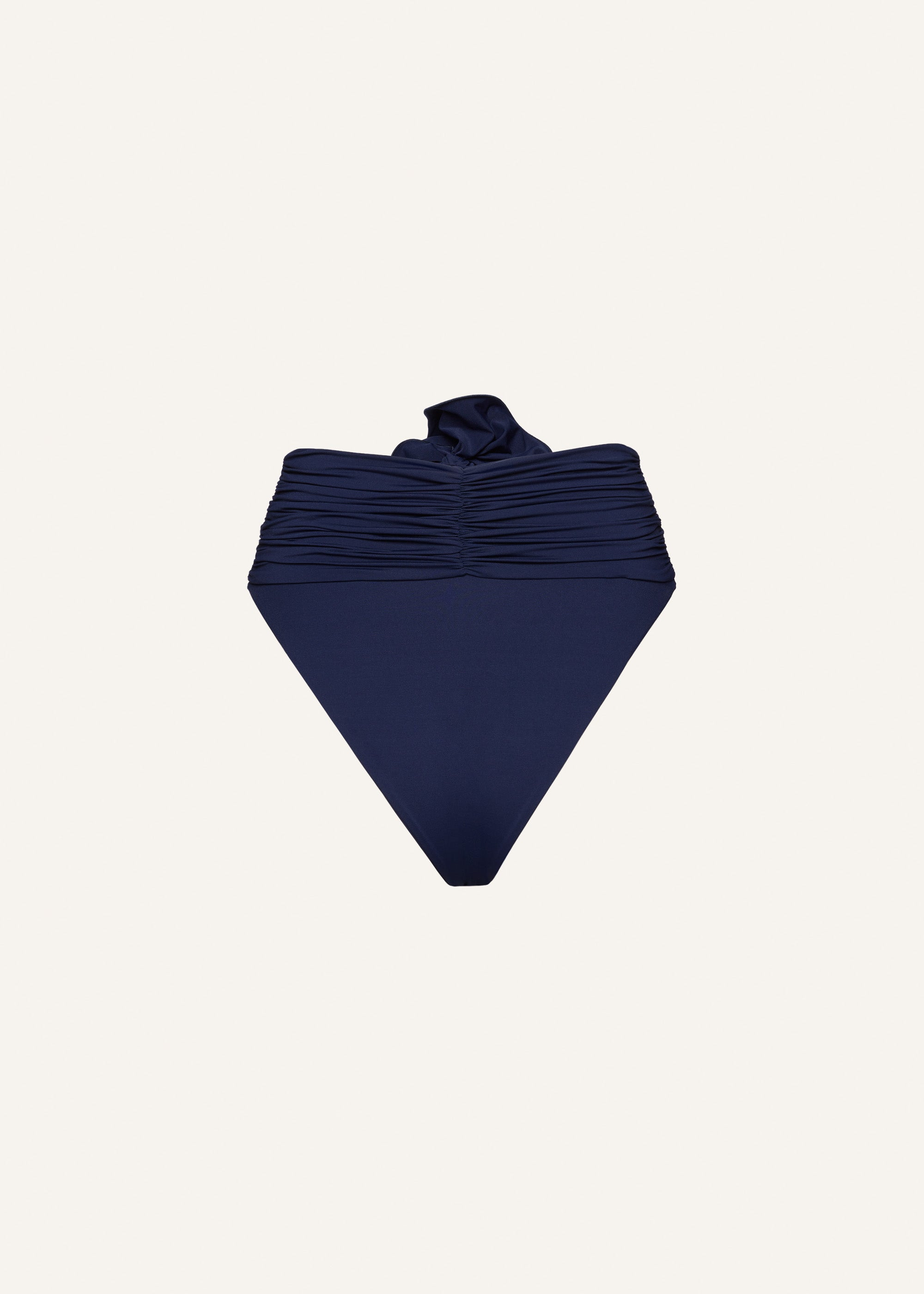 High-waisted flower appliqué swim bottom in navy - 2