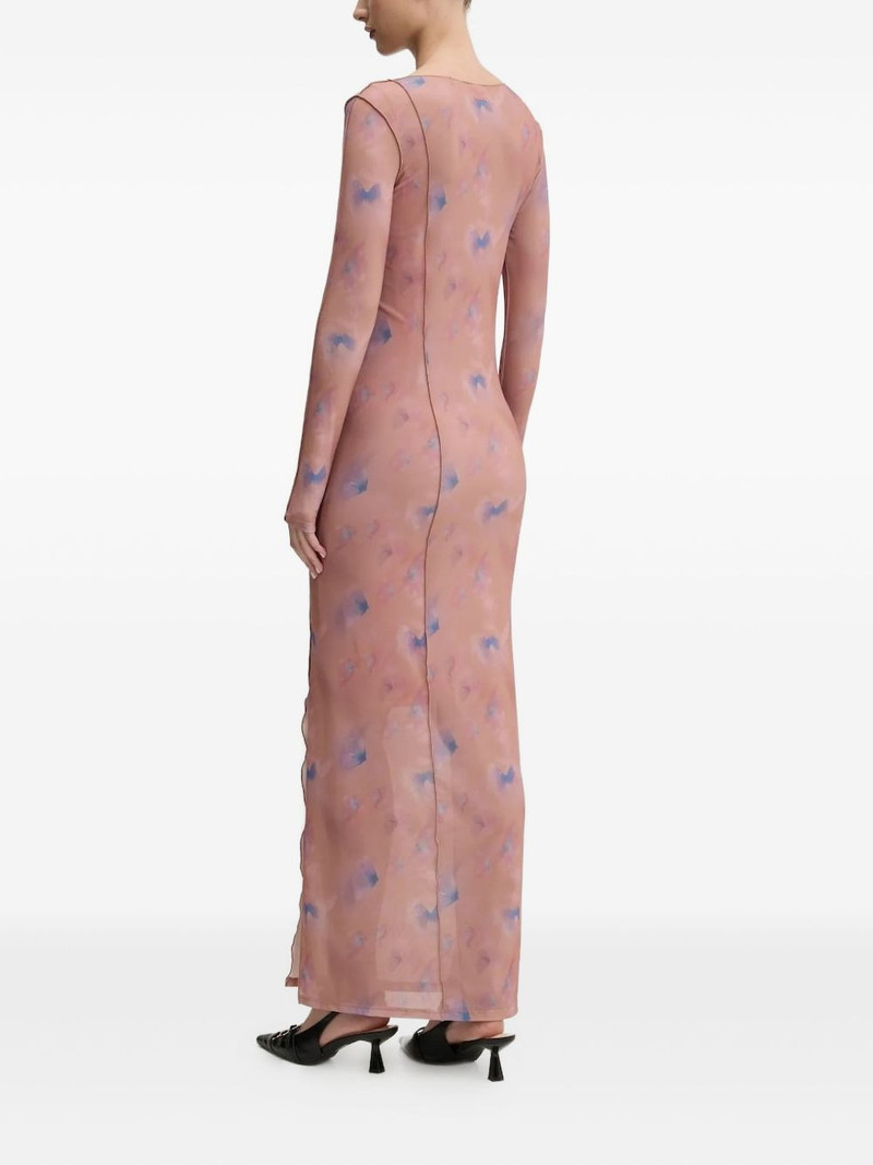 HUGO abstract-print side-split maxi dress outlook