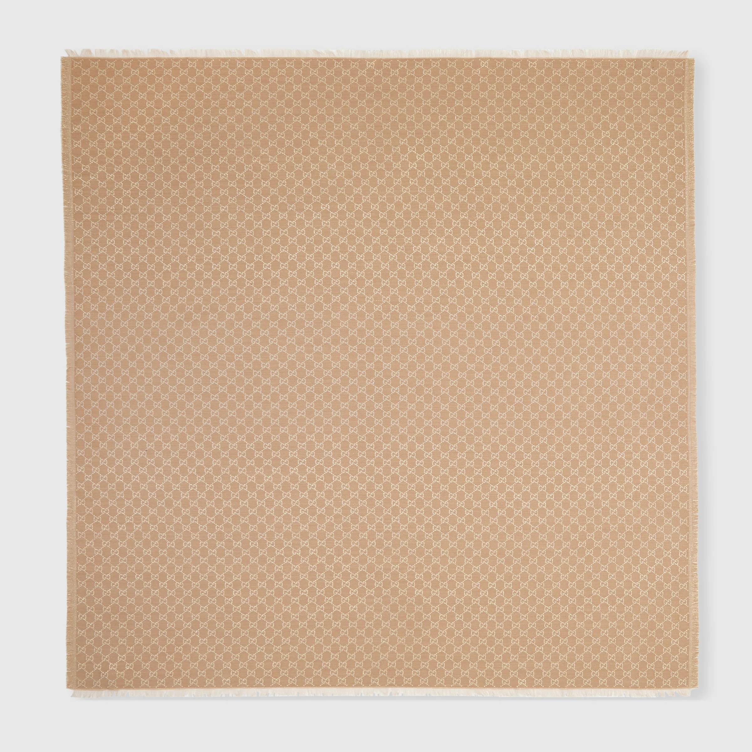 Printed GG cotton wool lamé shawl - 1