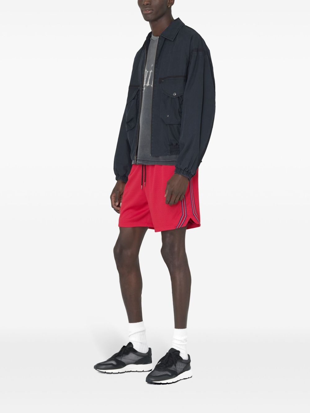 stripe-detail mesh shorts - 3