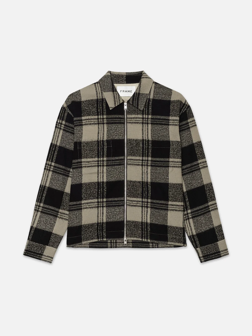 Spring Plaid Zip Shirt Jacket in Smoke Beige/Noir - 1