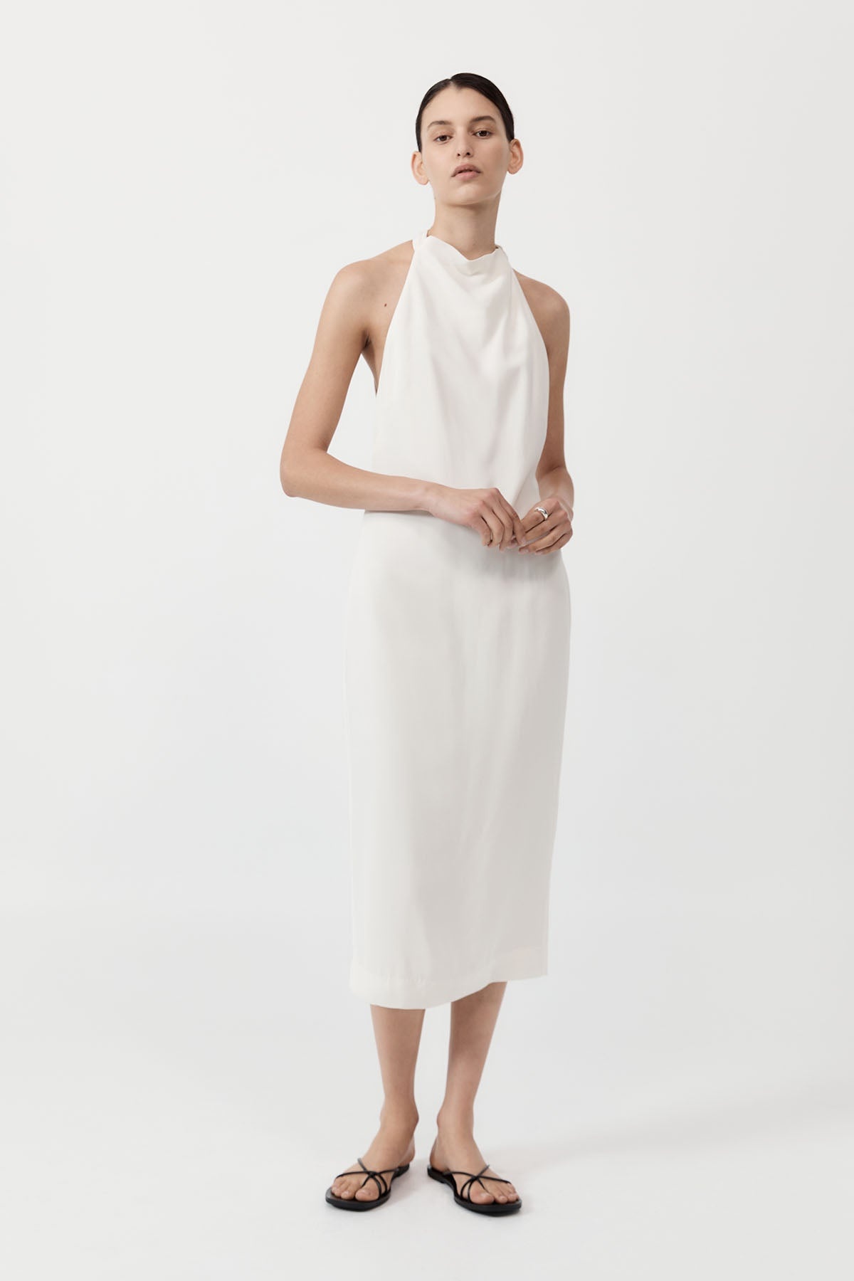 Asymm Belt Back Dress - Off White - 3