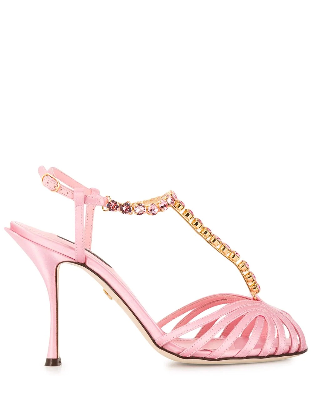 crystal-embellished T-bar sandals - 1