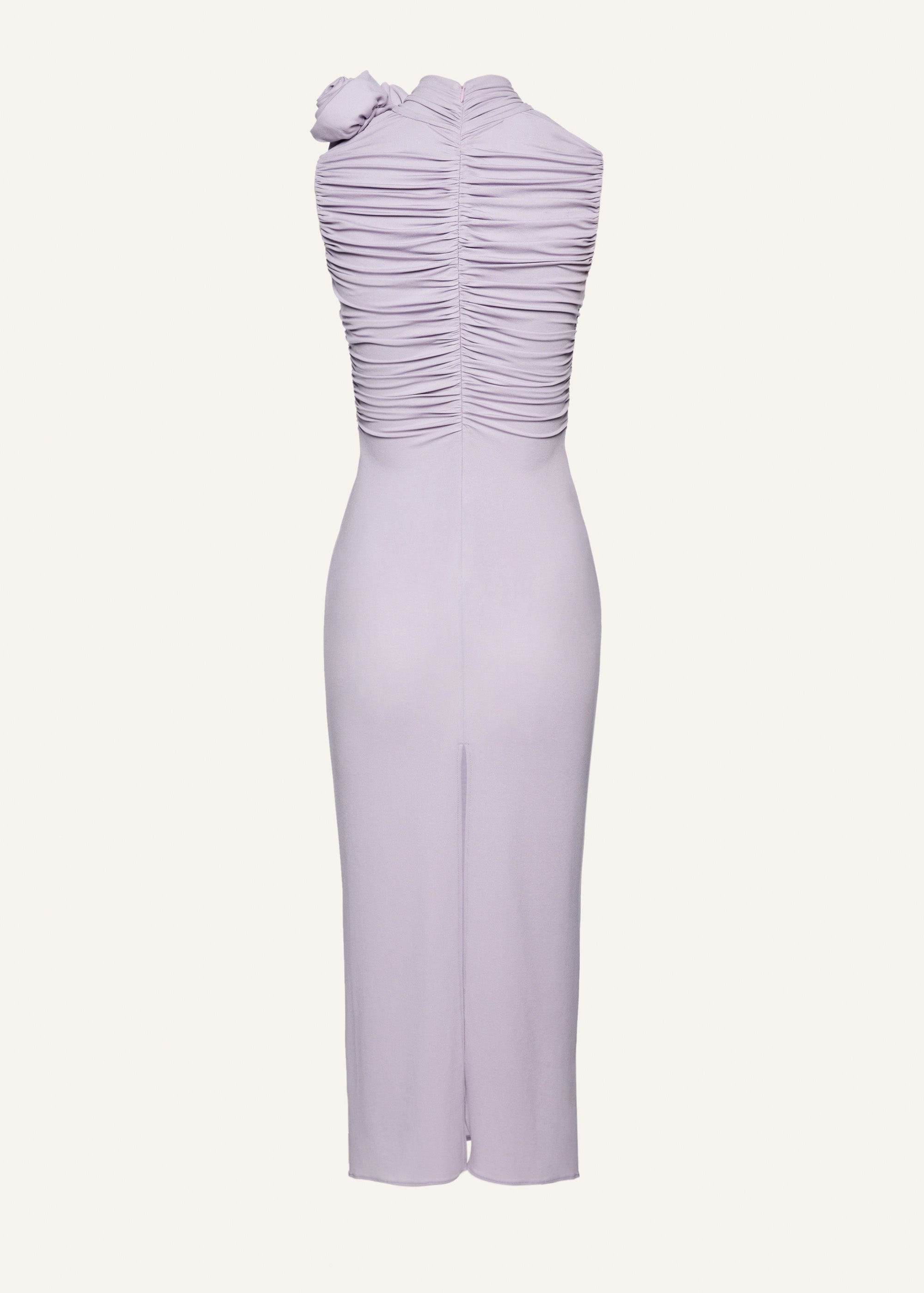 Ruched mock neck midi dress in lilac - 2