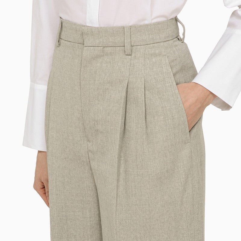 Ami Paris Light Grey Wool Trousers Women - 5