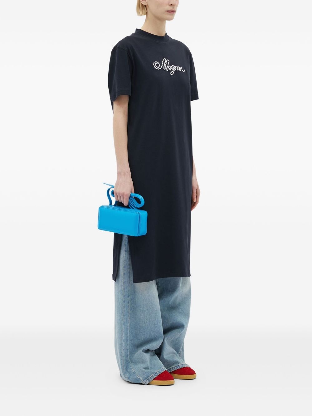 logo-embroidered midi dress - 2