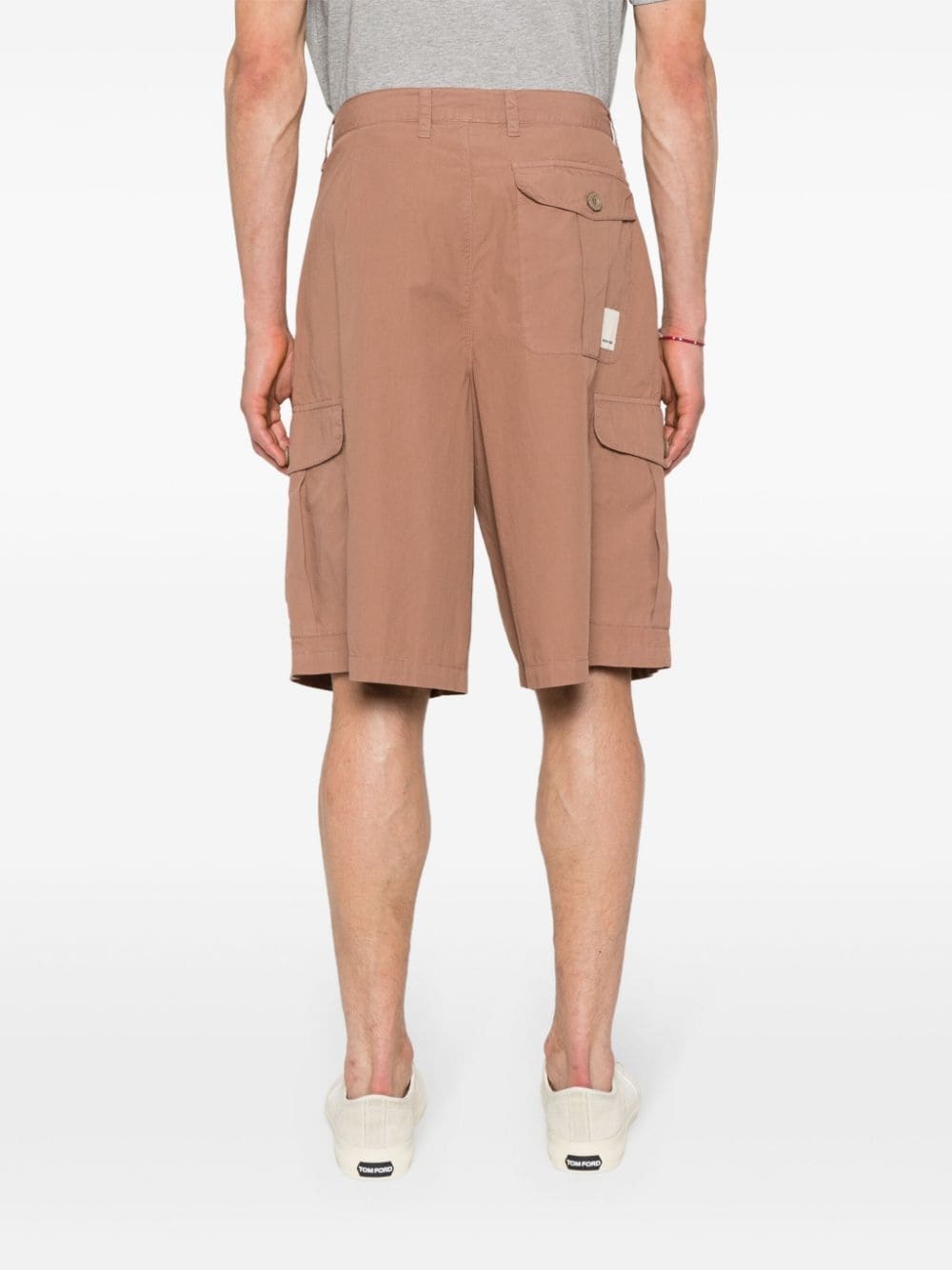 pleat-detail cotton cargo shorts - 4